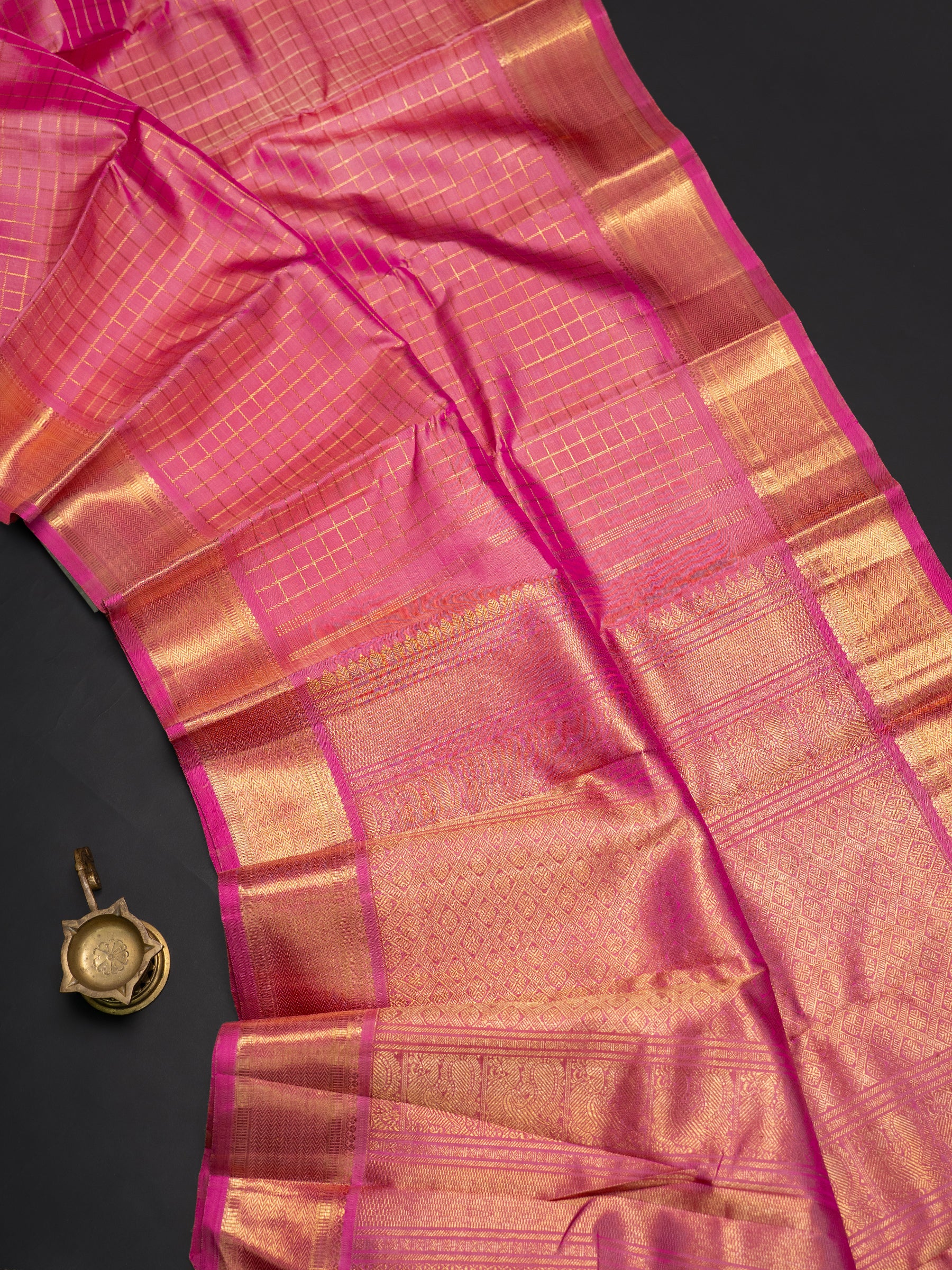 Onion pink zari kattam Kanjipuram Silk Saree CLSA5752