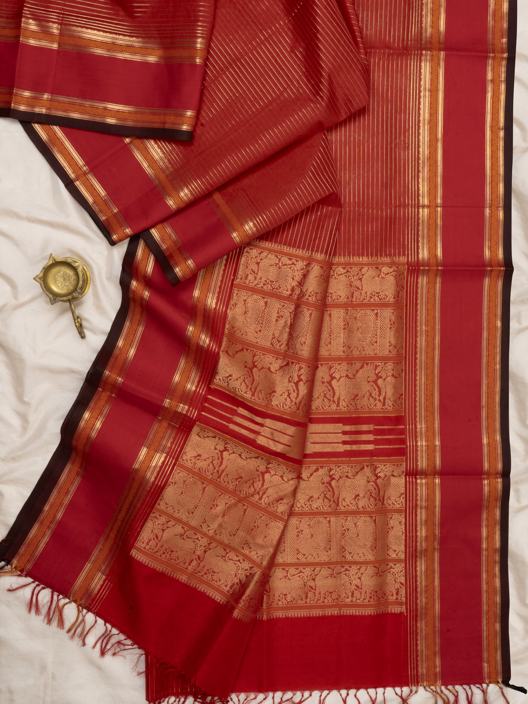 Rust rettapet border / Silk Cotton Saree CLSA5981