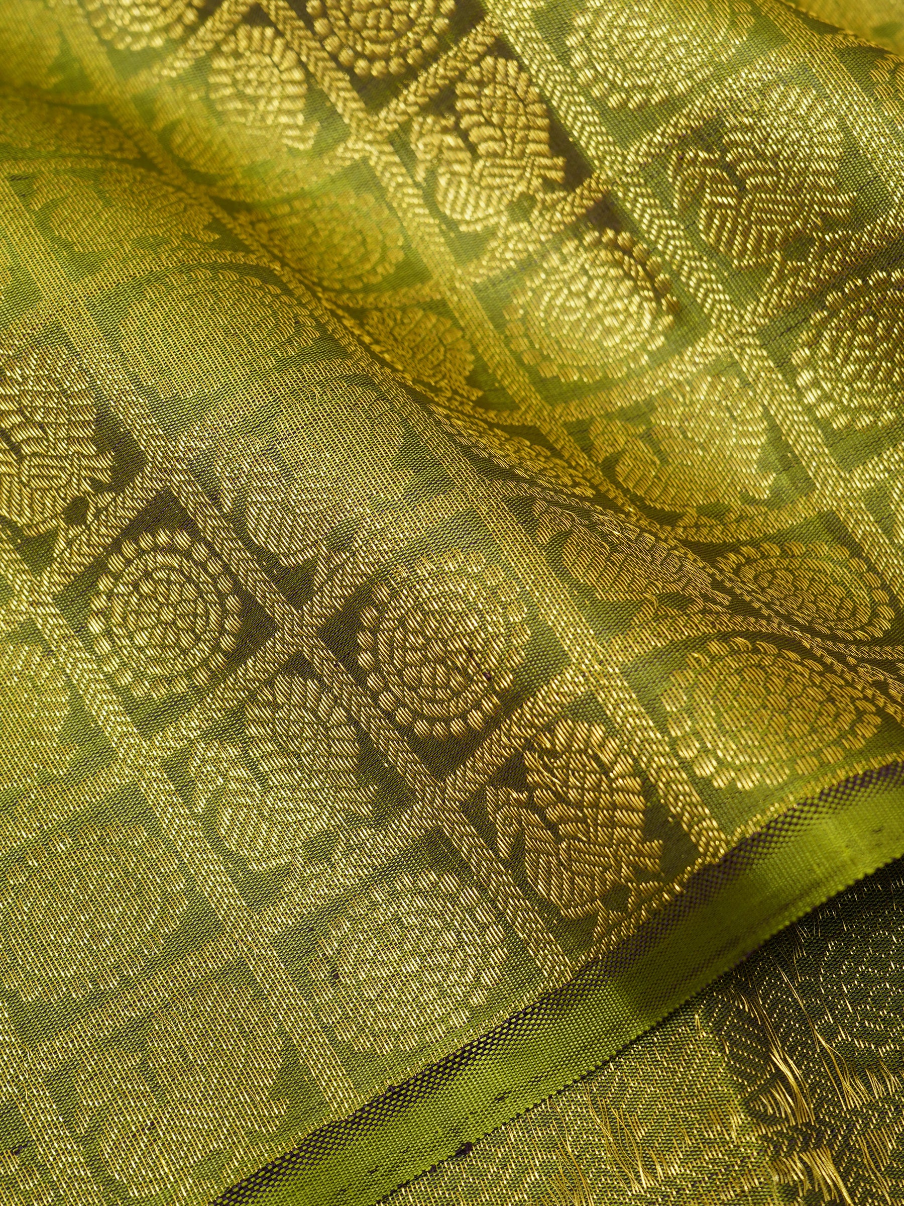 Mehandi green annam and chakram zari / Blouse fabric per metre