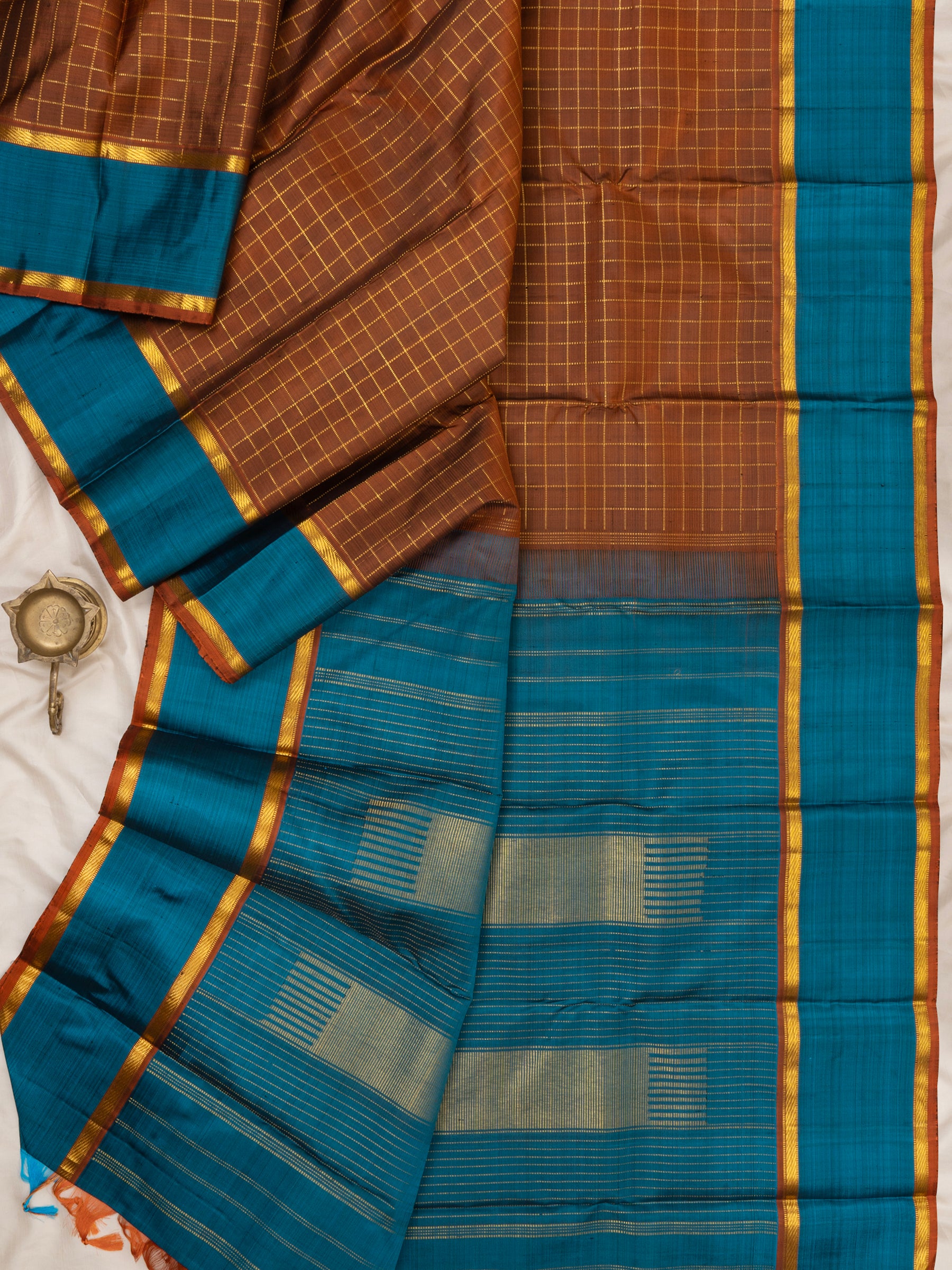 Rust with blue : Arani Silk Saree CLSA6113