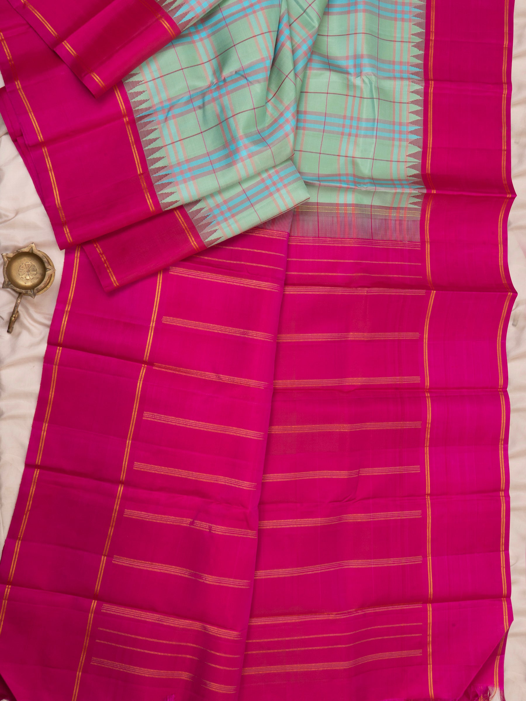 Elakai green Kattam Korvai /Arani Silk Saree CLSA6255