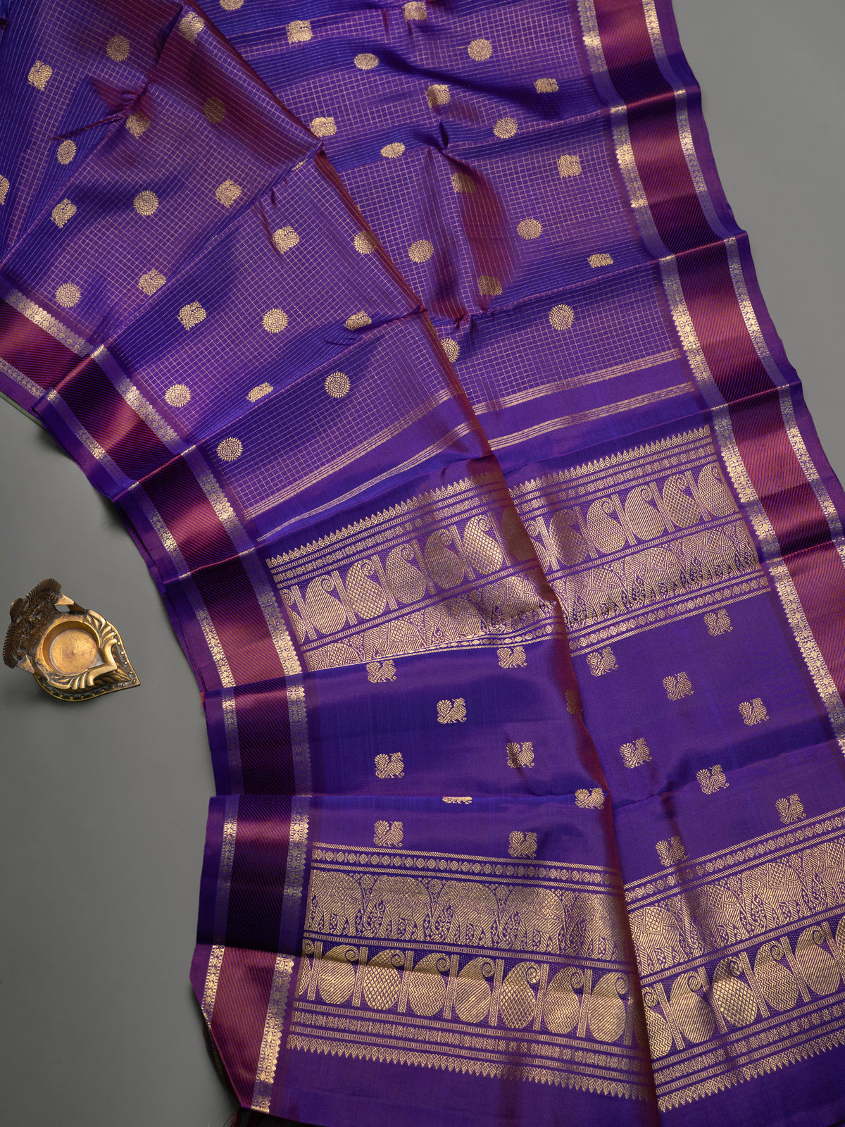 Brinjal vairaoosi Kattam Butta / Kanjipuram Silk Saree CLSA6772