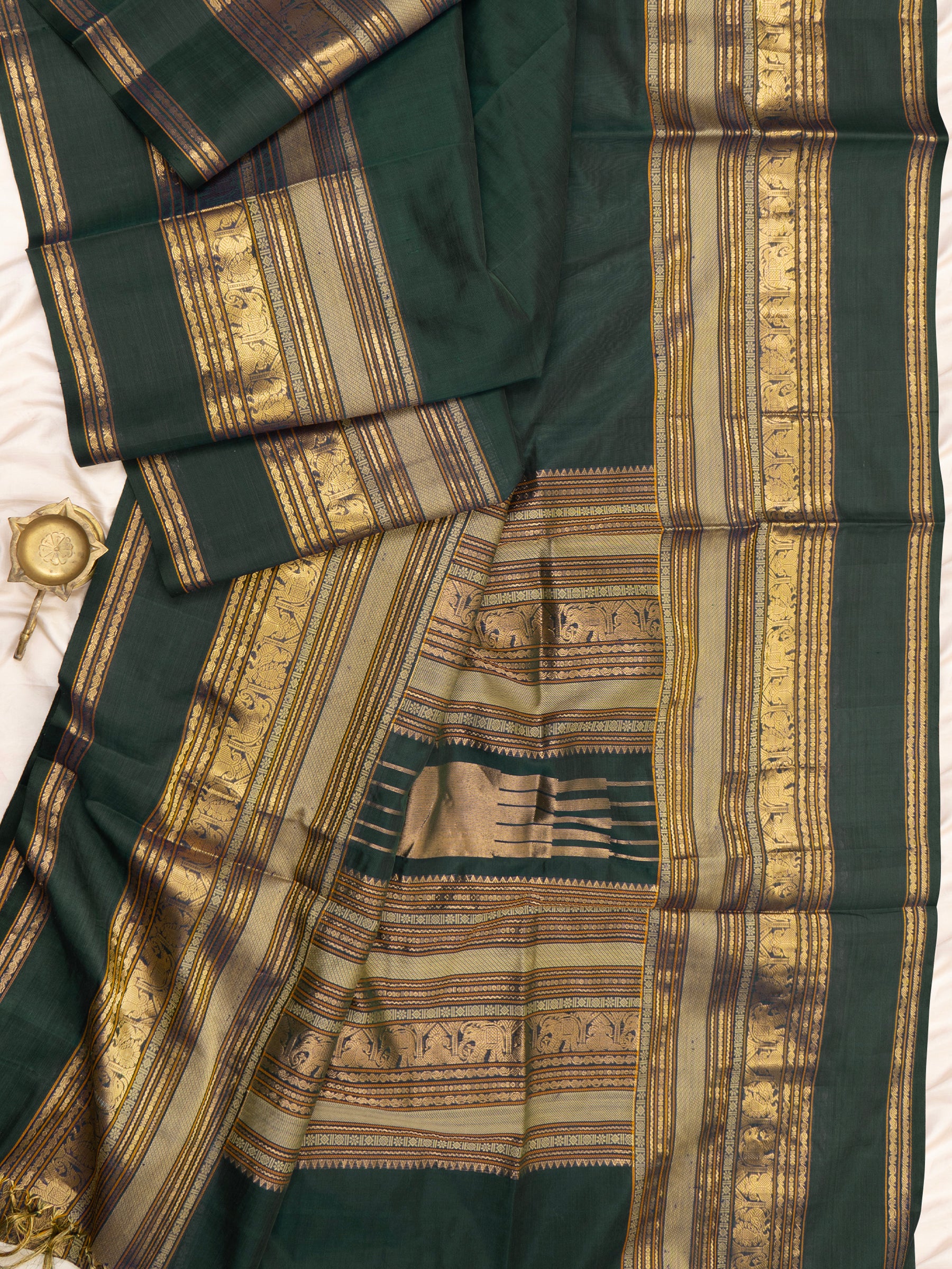 Green long border / Silk Cotton Saree CLSA7113