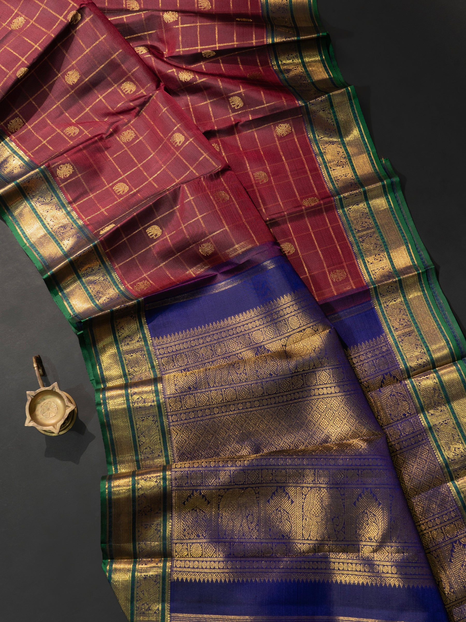 Bridal edit brown Zari Kattam / Kanjivaram Saree CLSA8679