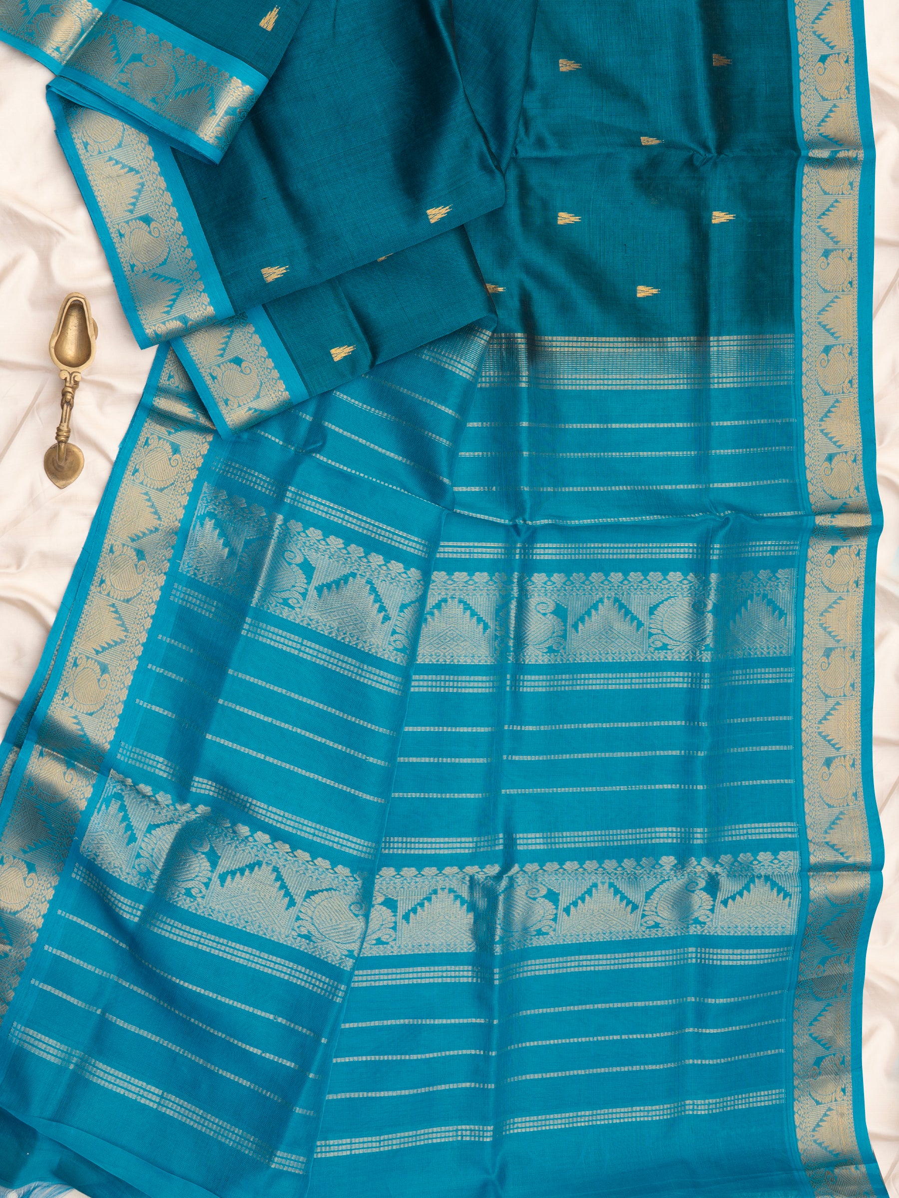 Teal blue / Silk Cotton Saree CLSA9235