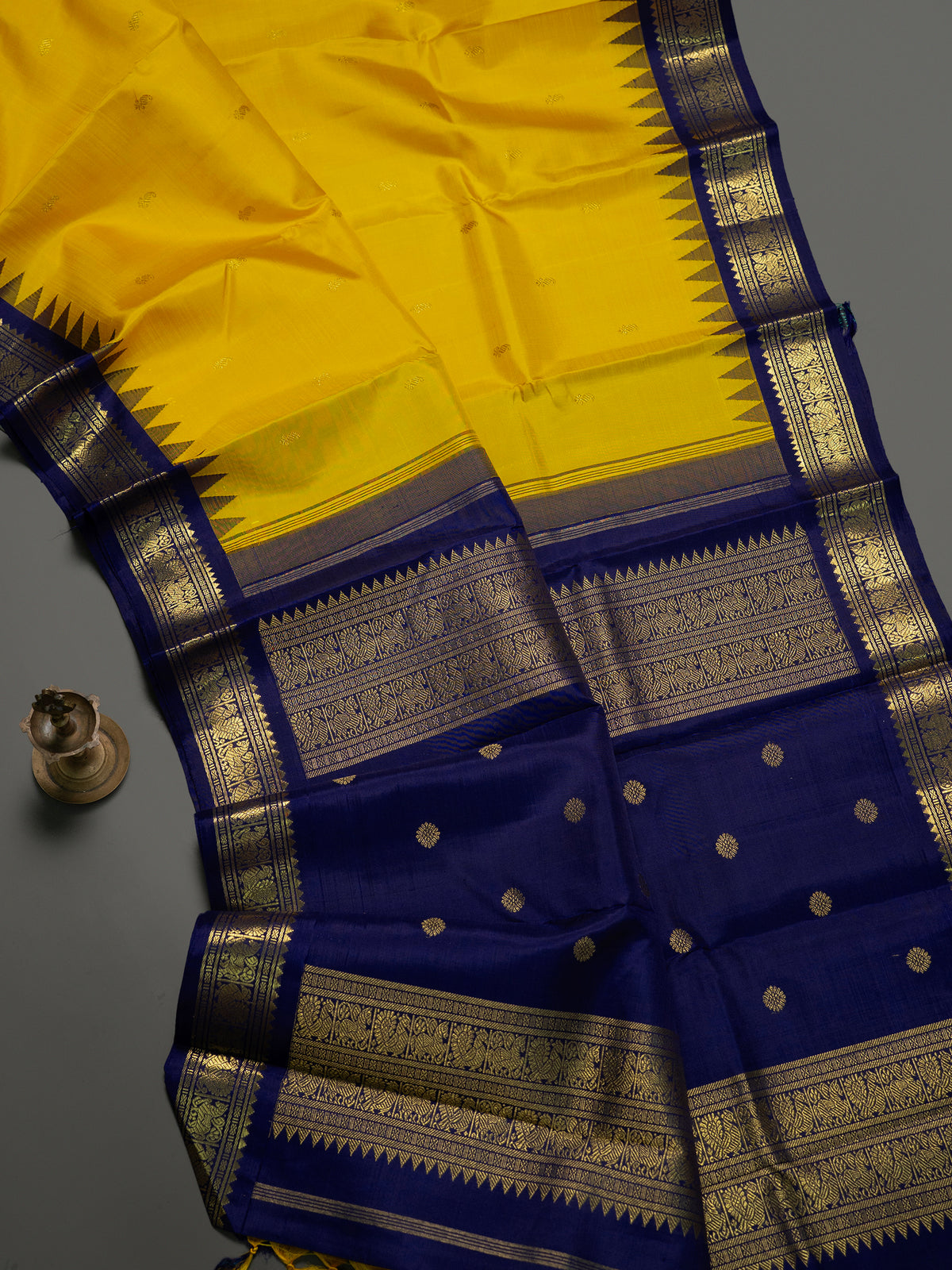 Yellow and blue Korvai /Kanjipuram Silk Saree CLSA9500