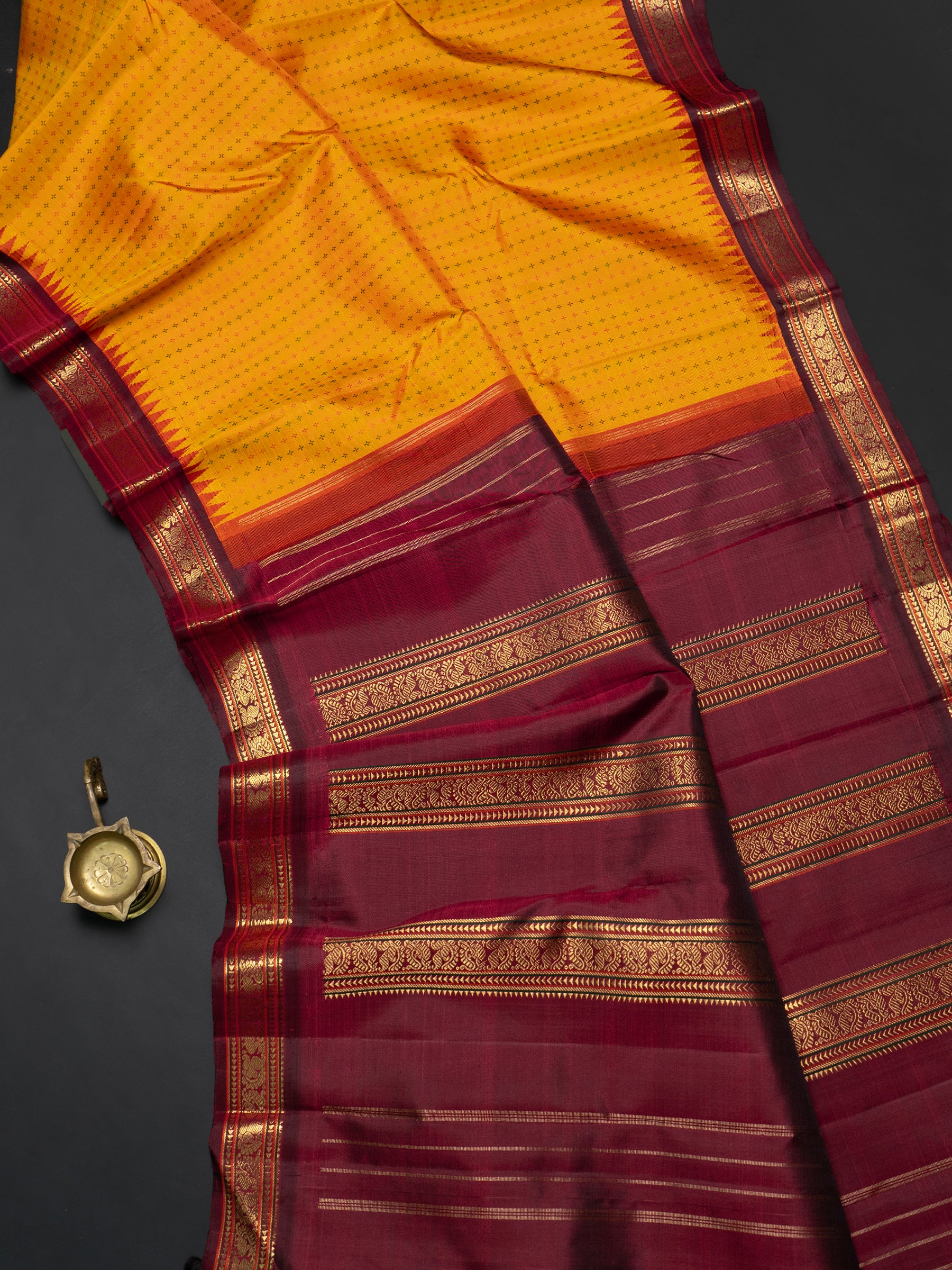 Yellow plus Butta Korvai Kanjipuram Silk Saree CLSA9638