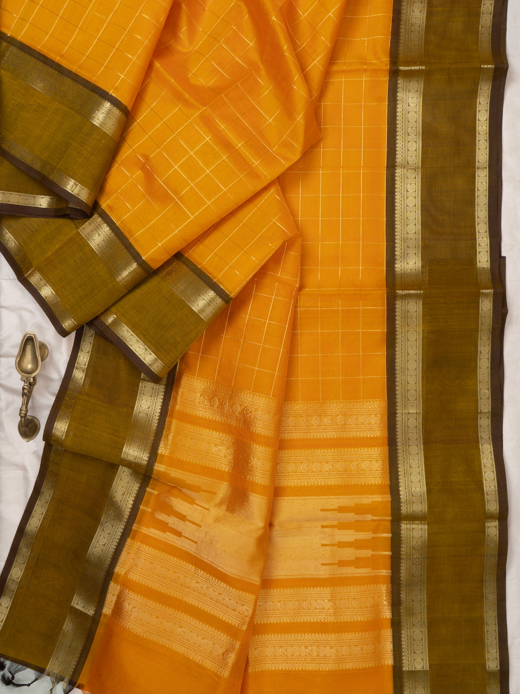 Mango yellow kattam / Silk Cotton Saree CLSA9682