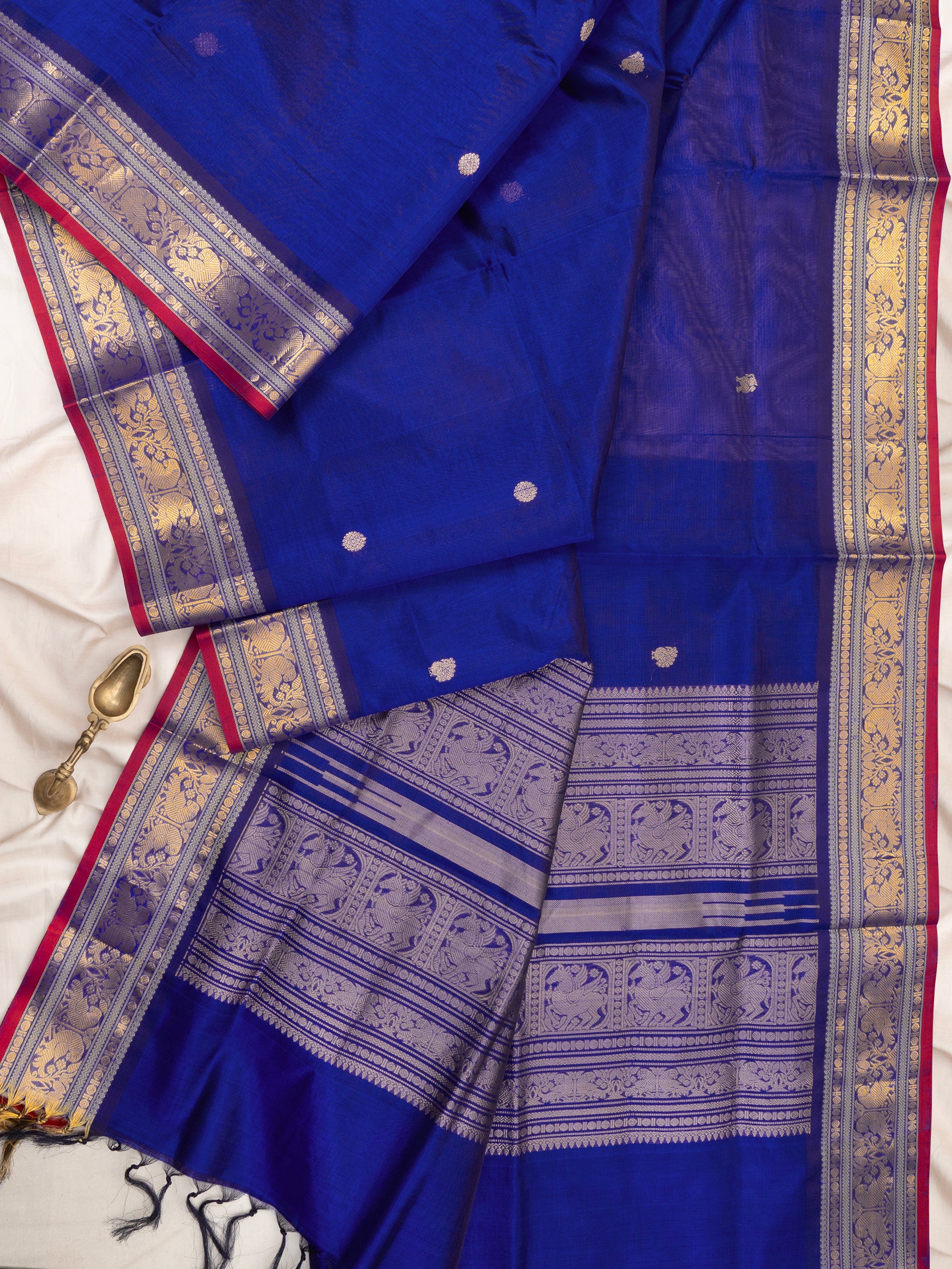Blue getti border / Silk Cotton Saree CLSA9683