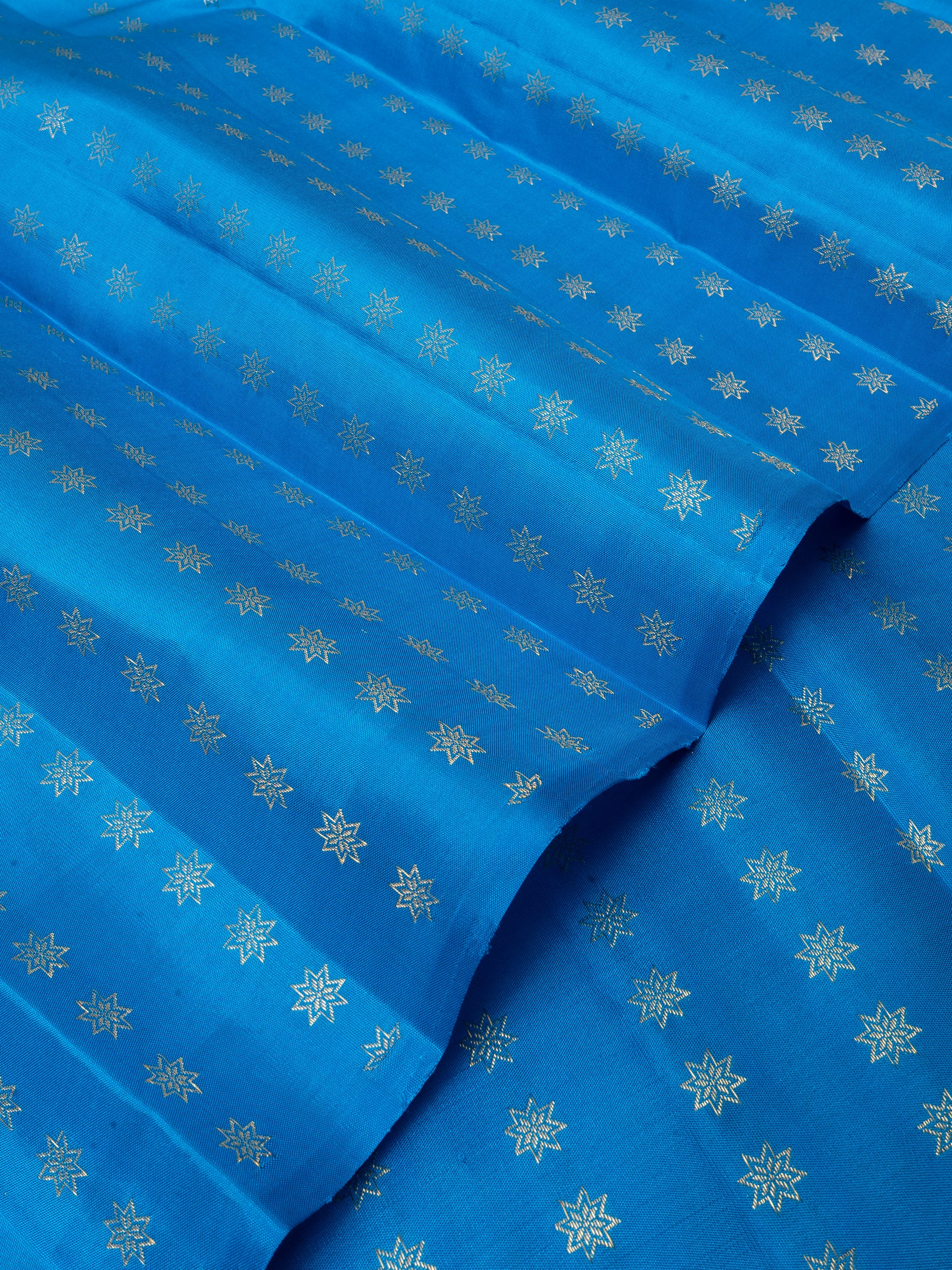 Cyan blue zari butta/ Blouse fabric