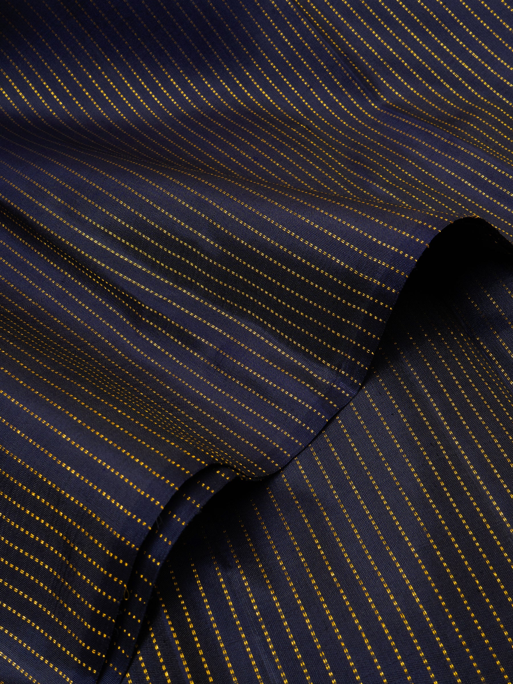 Dark blue zari stripes / blouse fabric