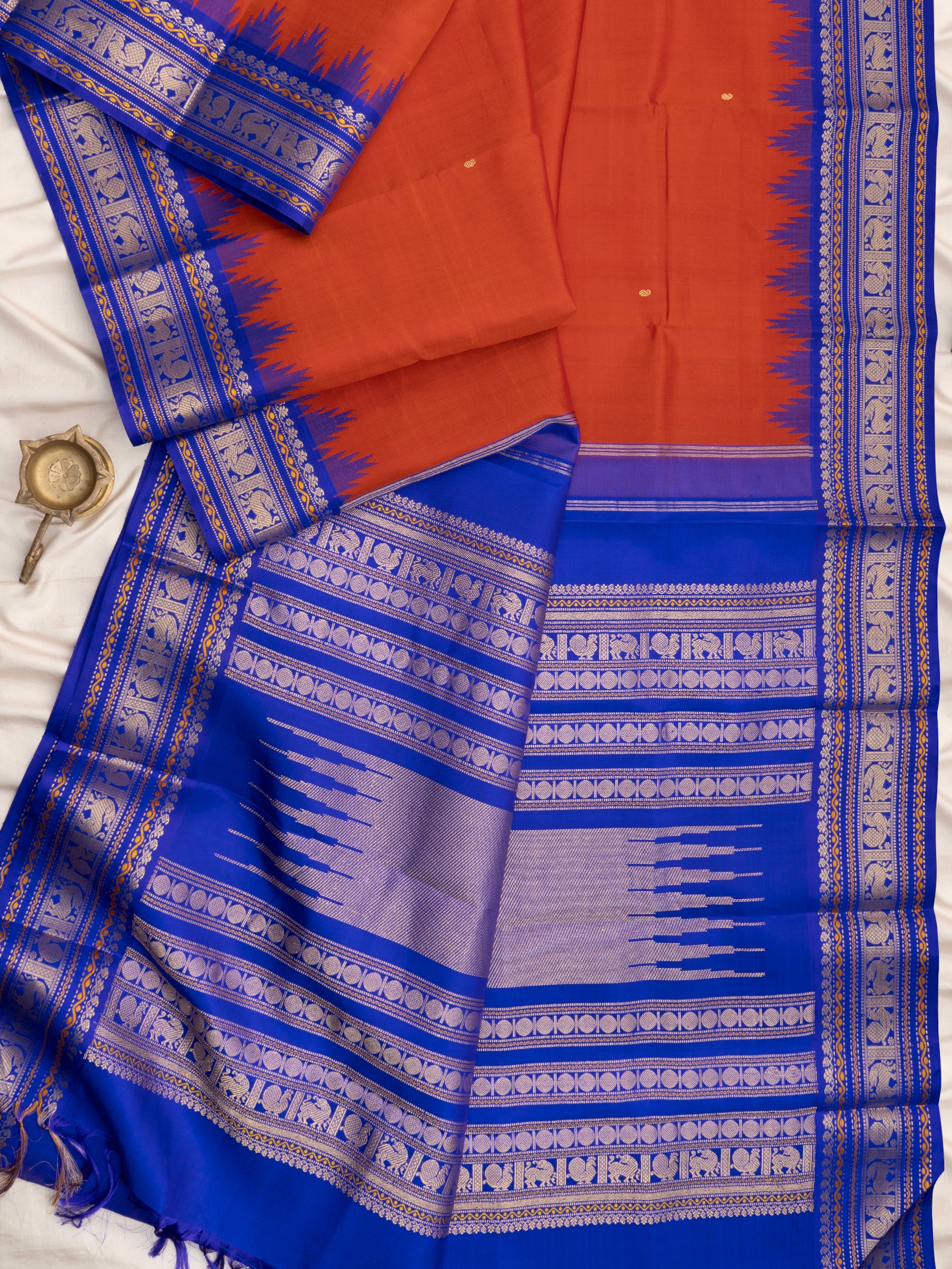 Rustic orange and ink blue / Special Edition Silk CLSA10199