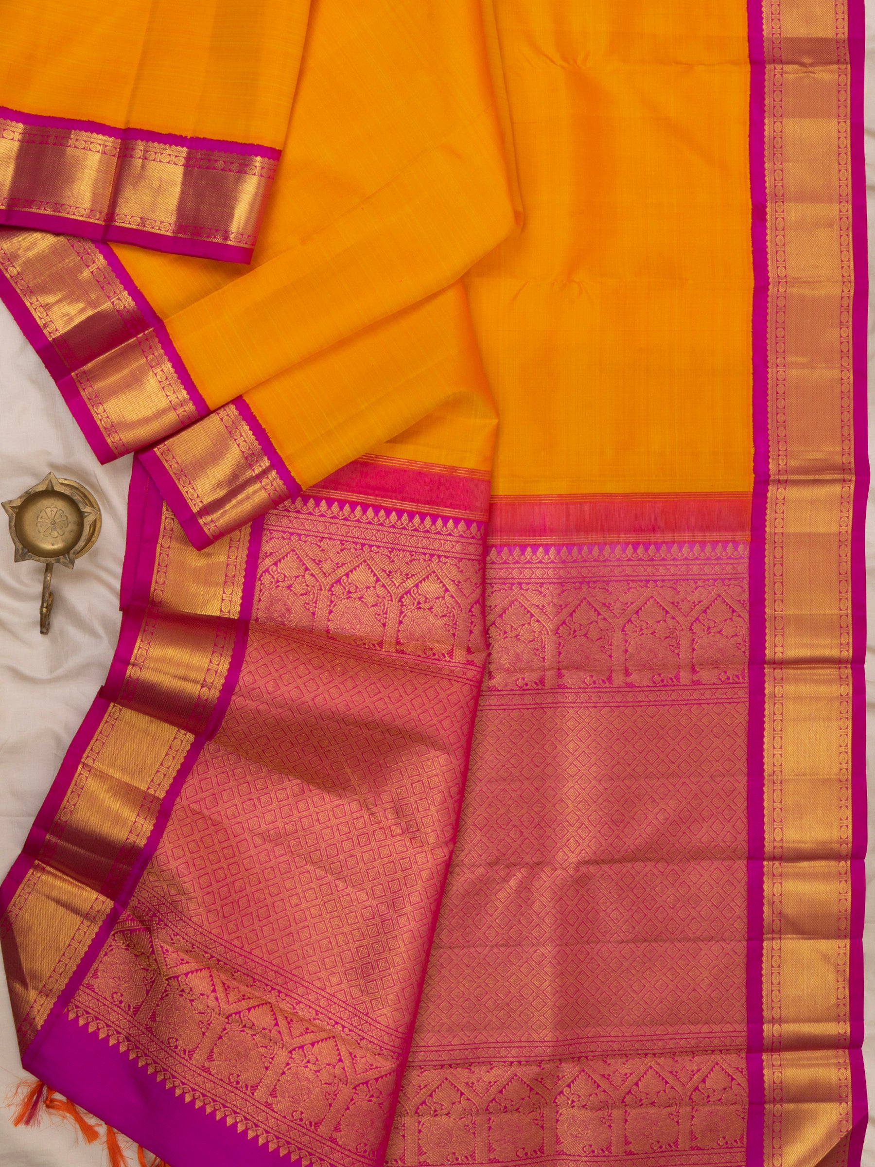 Yellow and pink / Arani Silk Saree CLSA6689