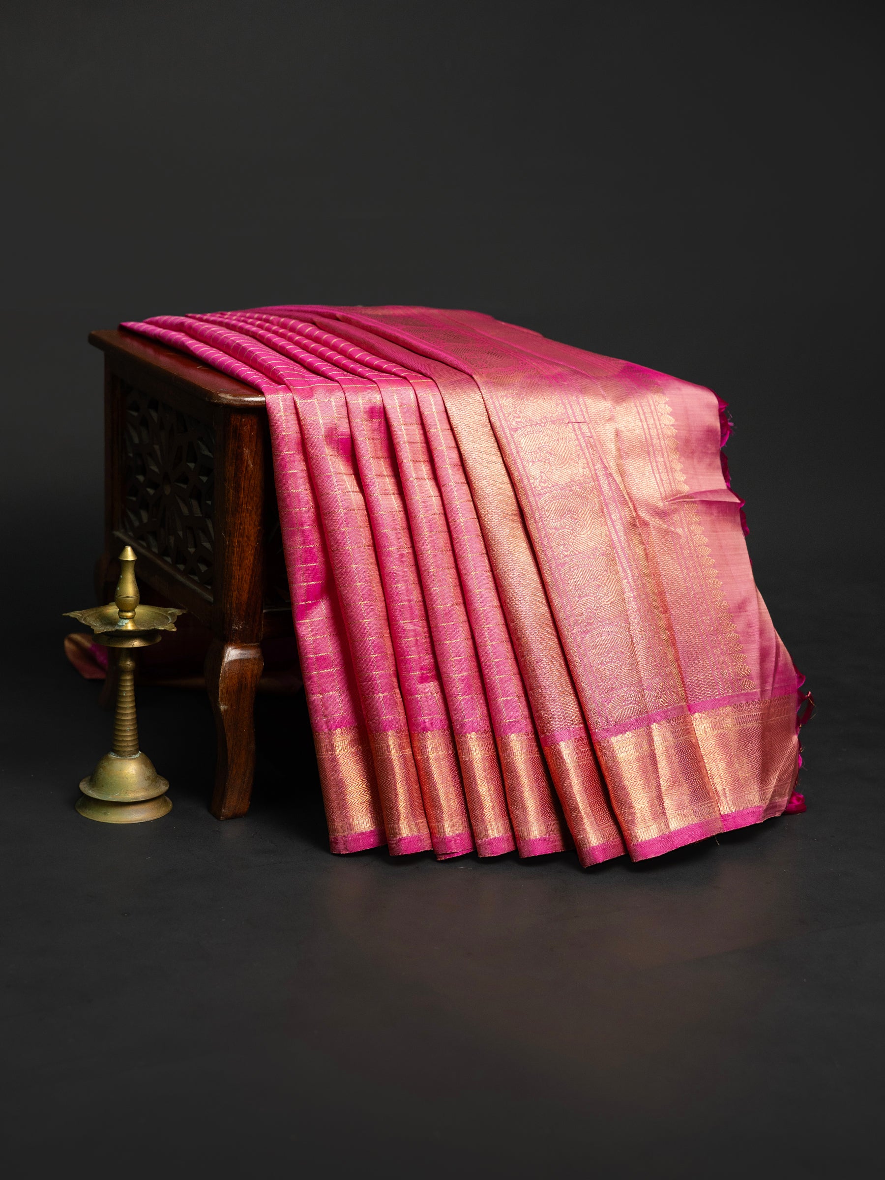 Onion pink zari kattam Kanjipuram Silk Saree CLSA5752