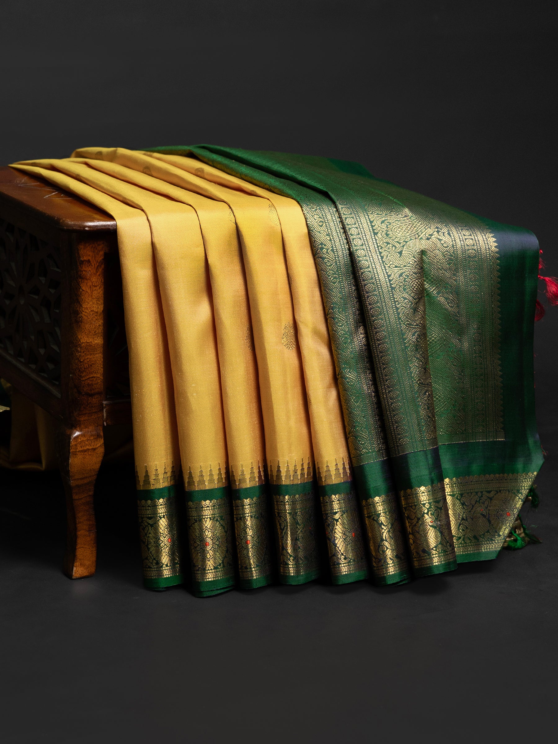 Golden yellow with Korvai / Kanjipuram Silk Saree CLSA9278