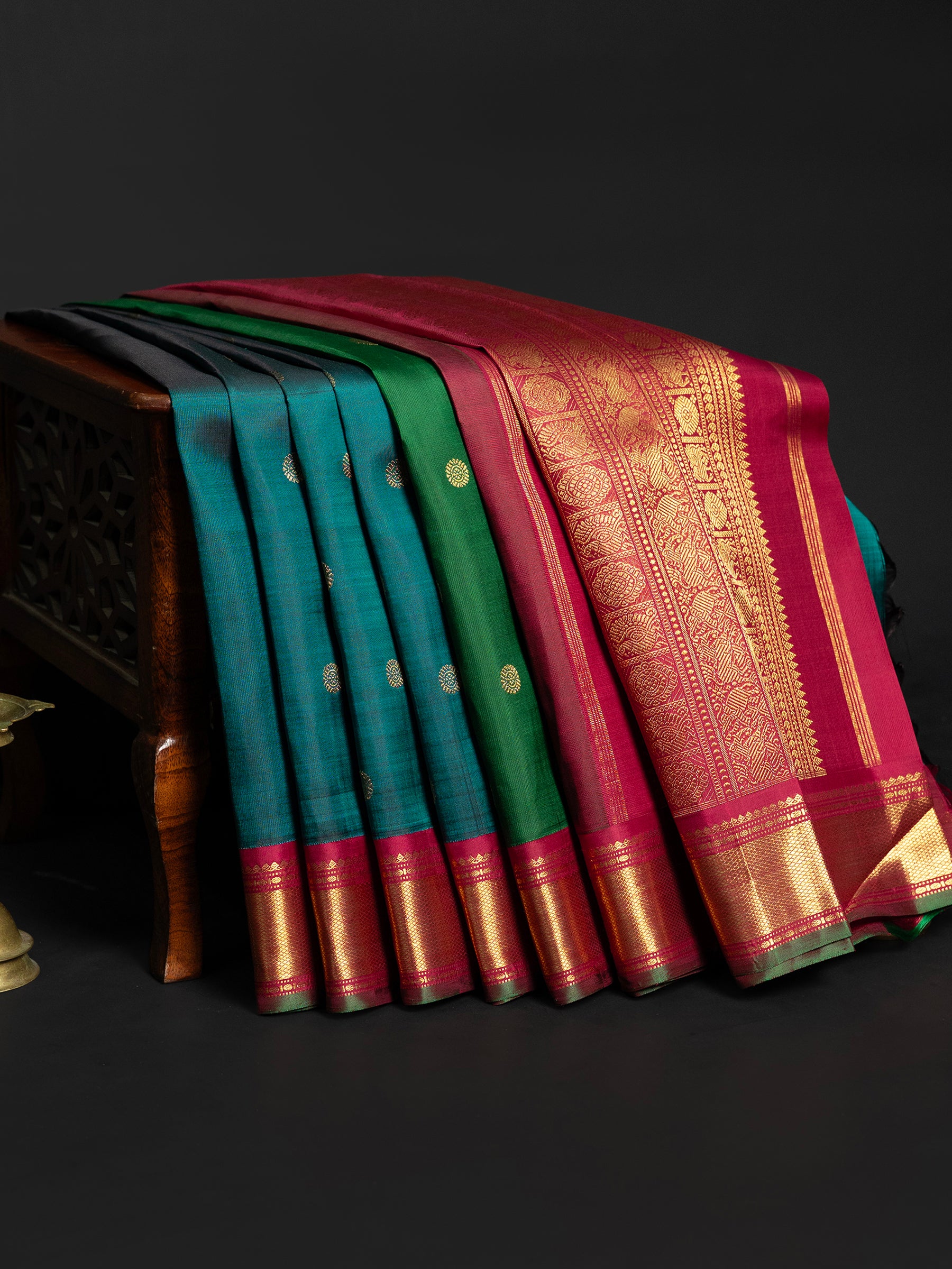 Double Palla Korvai / Kanjipuram Silk Saree CLSA9910