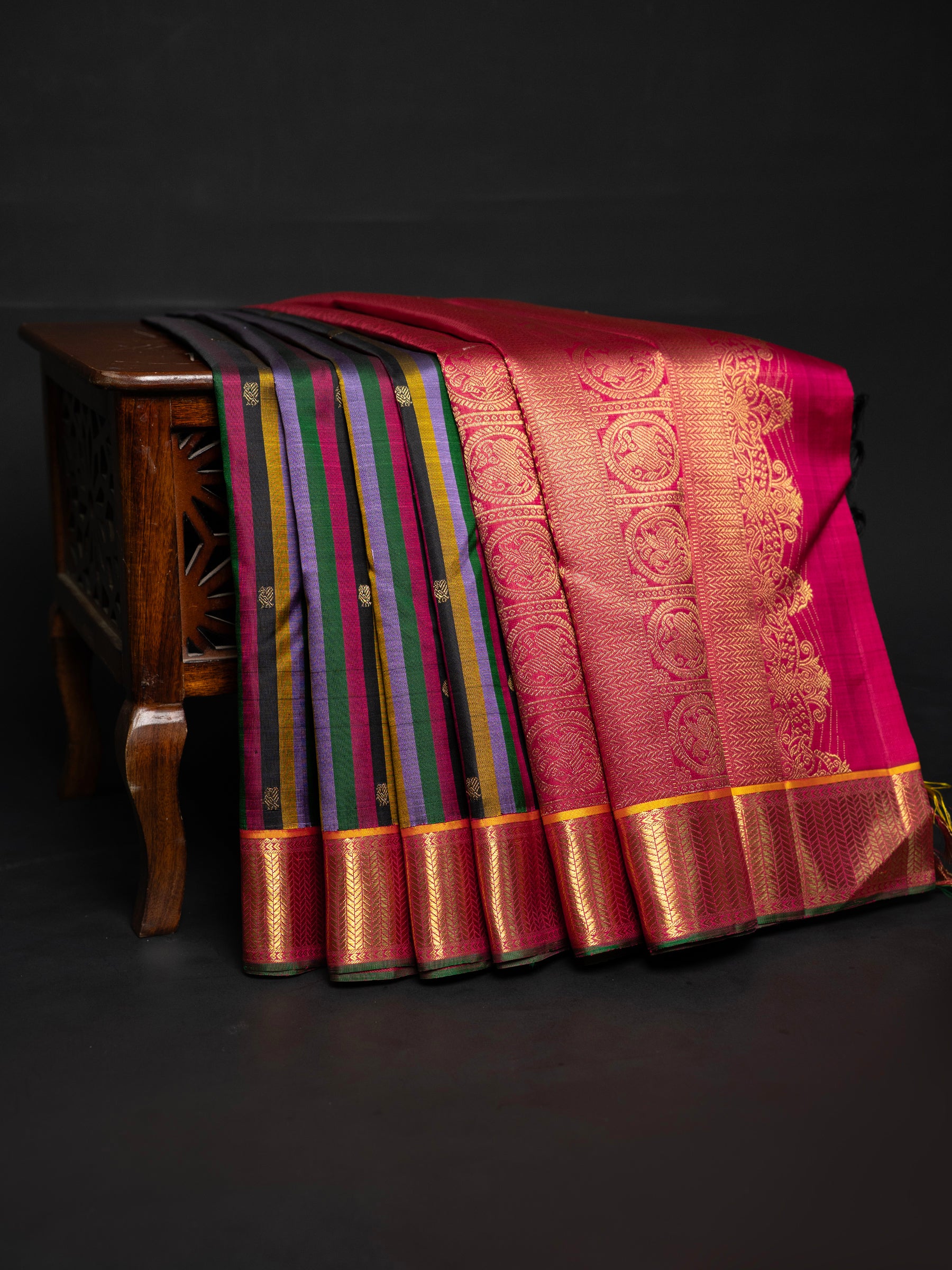 Multiple colour Korvai / Kanjipuram Silk Saree CLSA10632