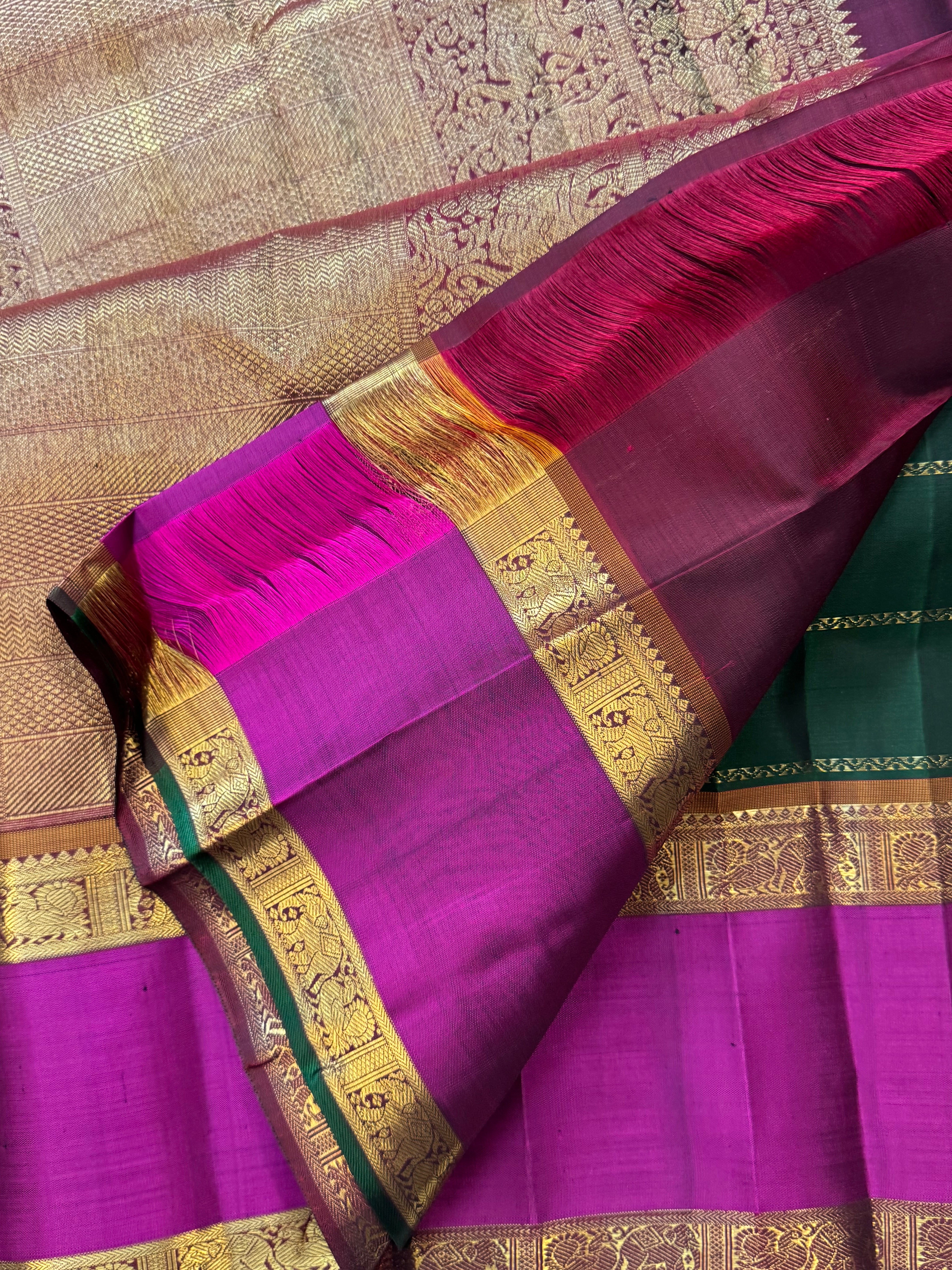 Green kattam Butta retta pet. / Bridal edit kanjipuram silk
