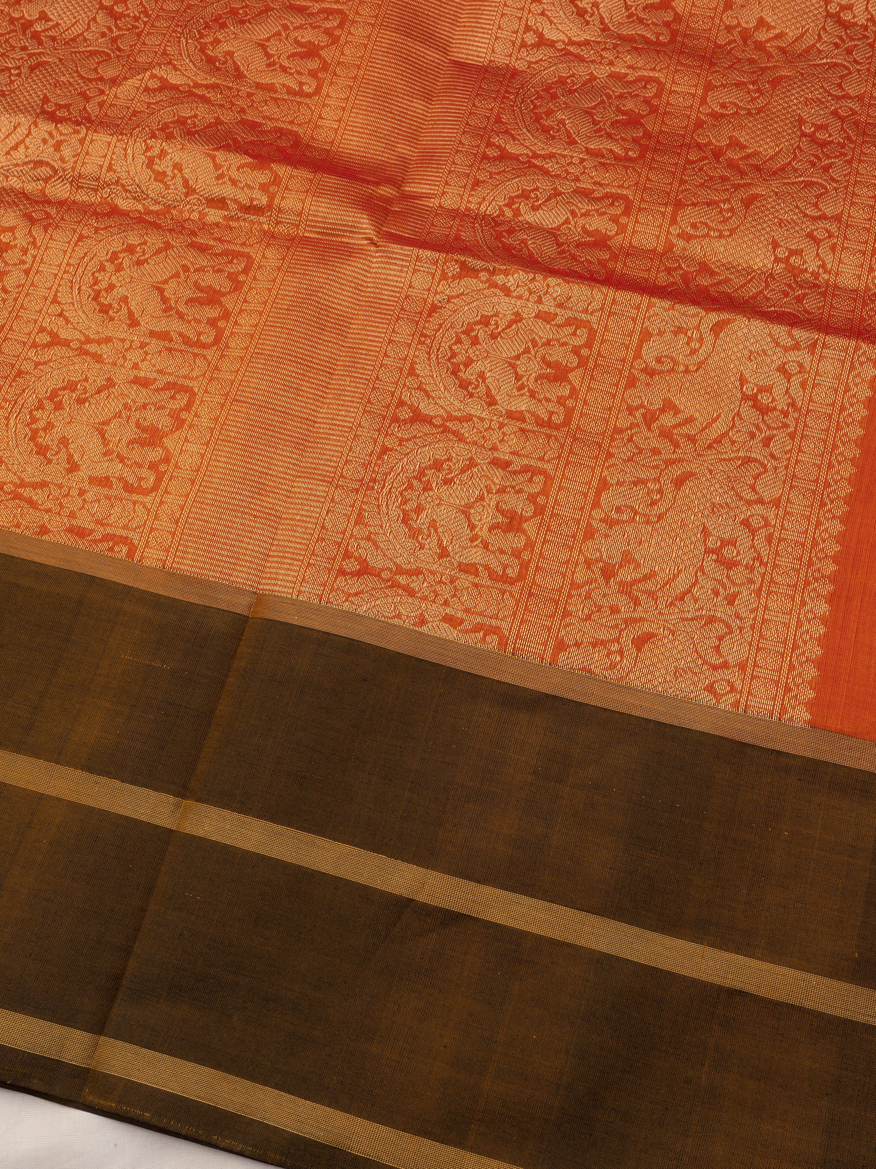 Orange kattam border butta/ Silk Cotton Saree CLSA10221