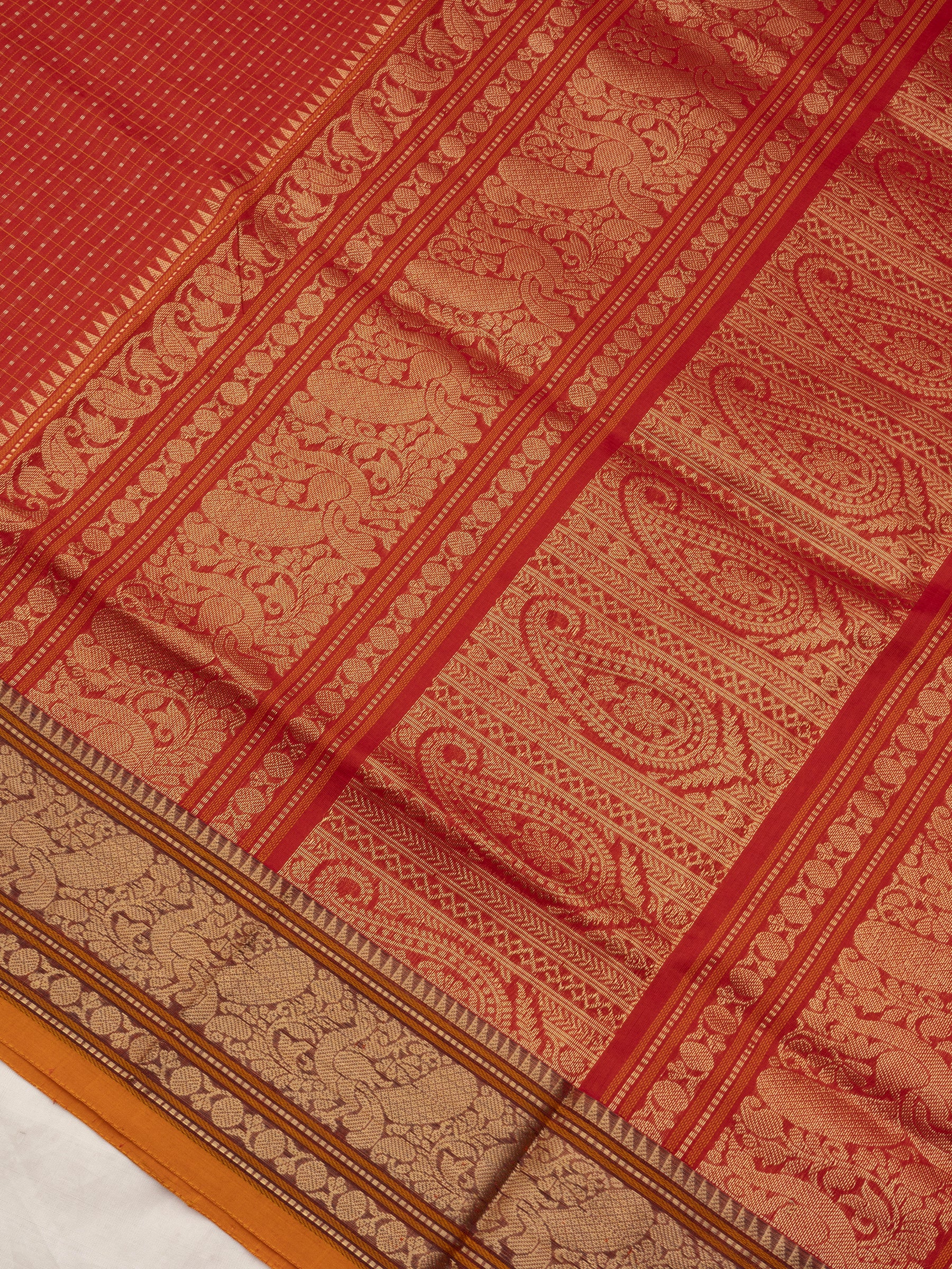 Orangish red lakshambutta/ Silk Cotton Saree CLSA10228
