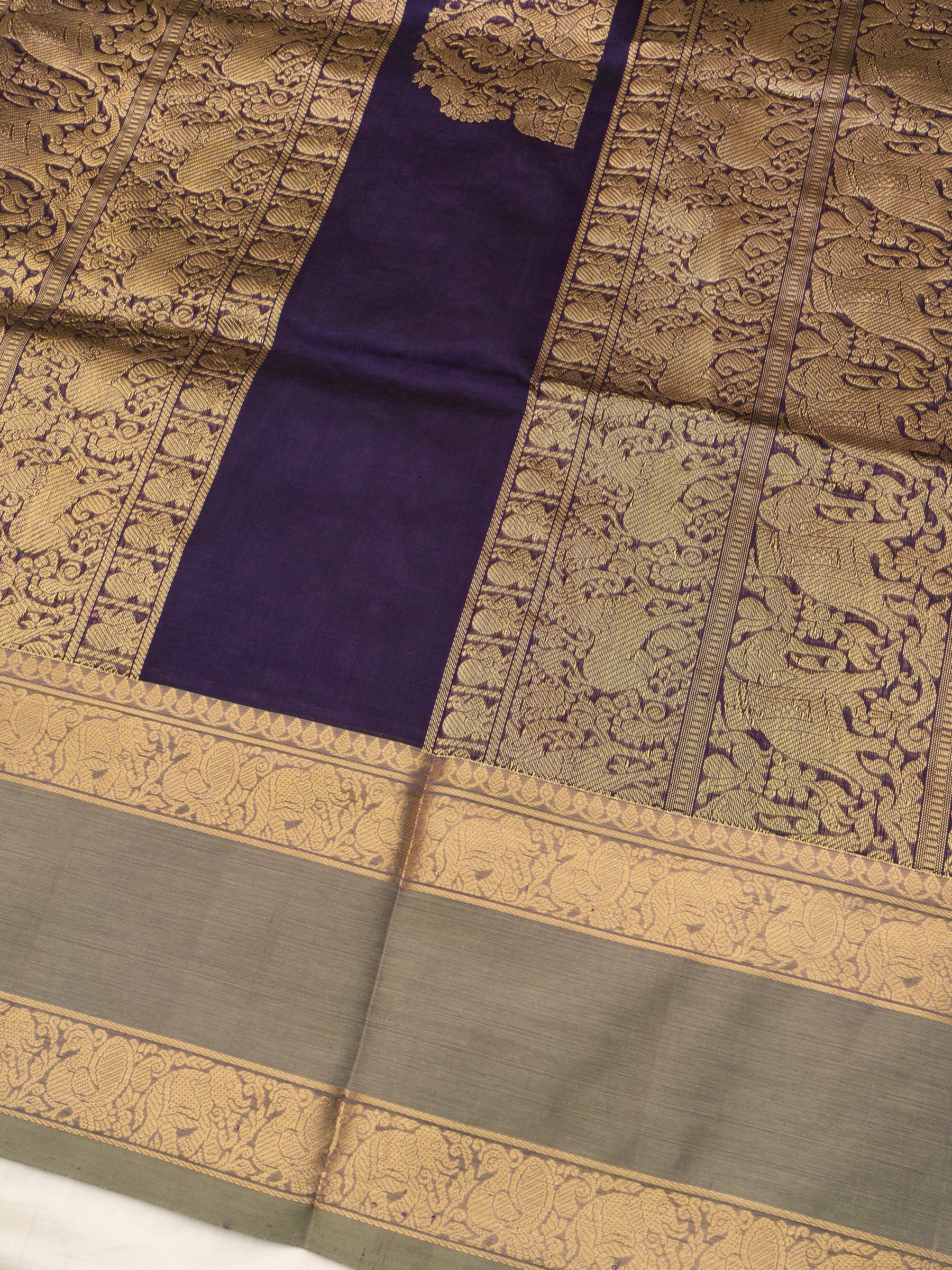 Deep purple annam and yanai butta rettapet border/ Silk Cotton CLSA10251