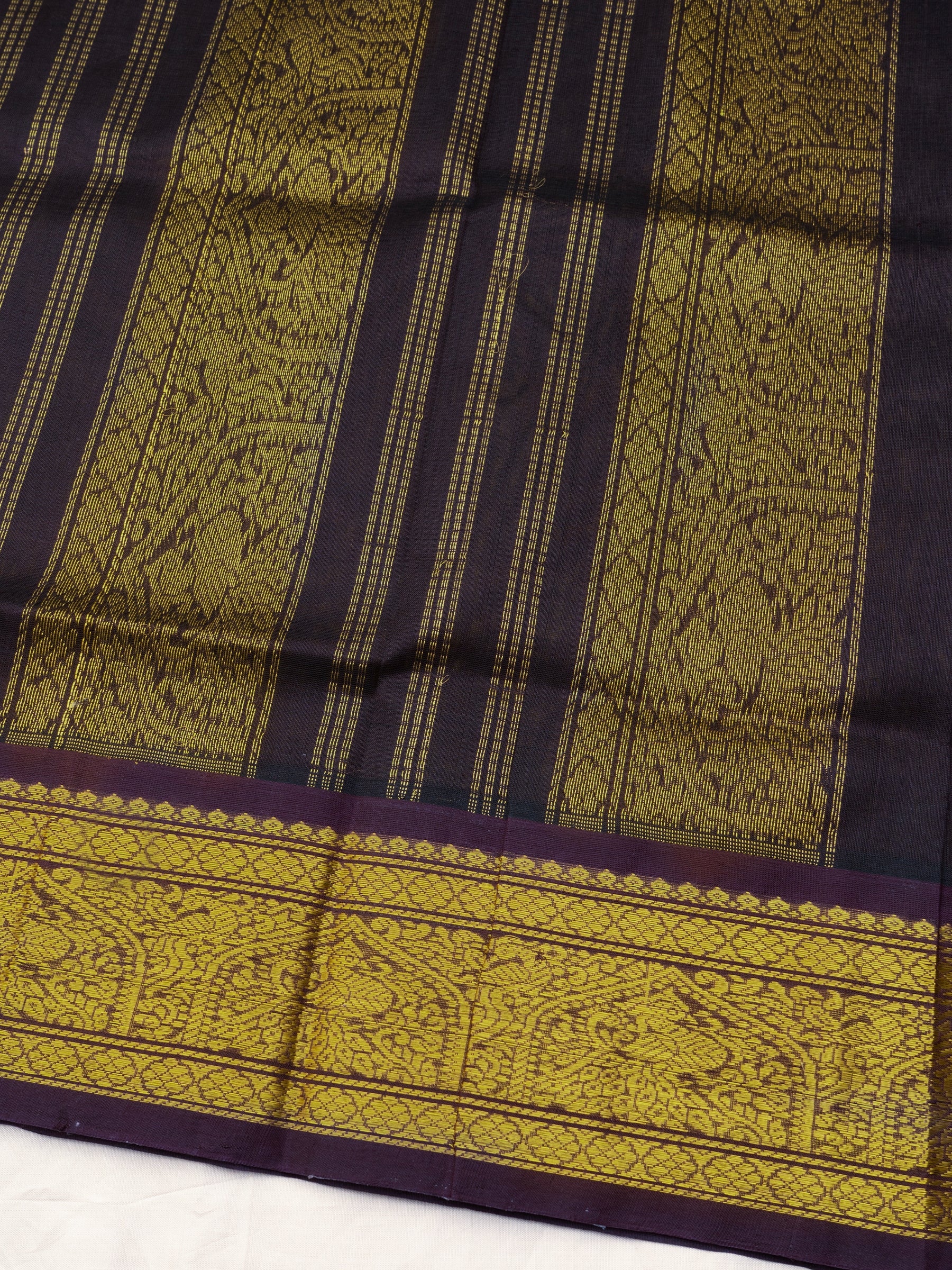 Lime yellow and dark purple korvai /Silk Cotton Saree CLSA10431