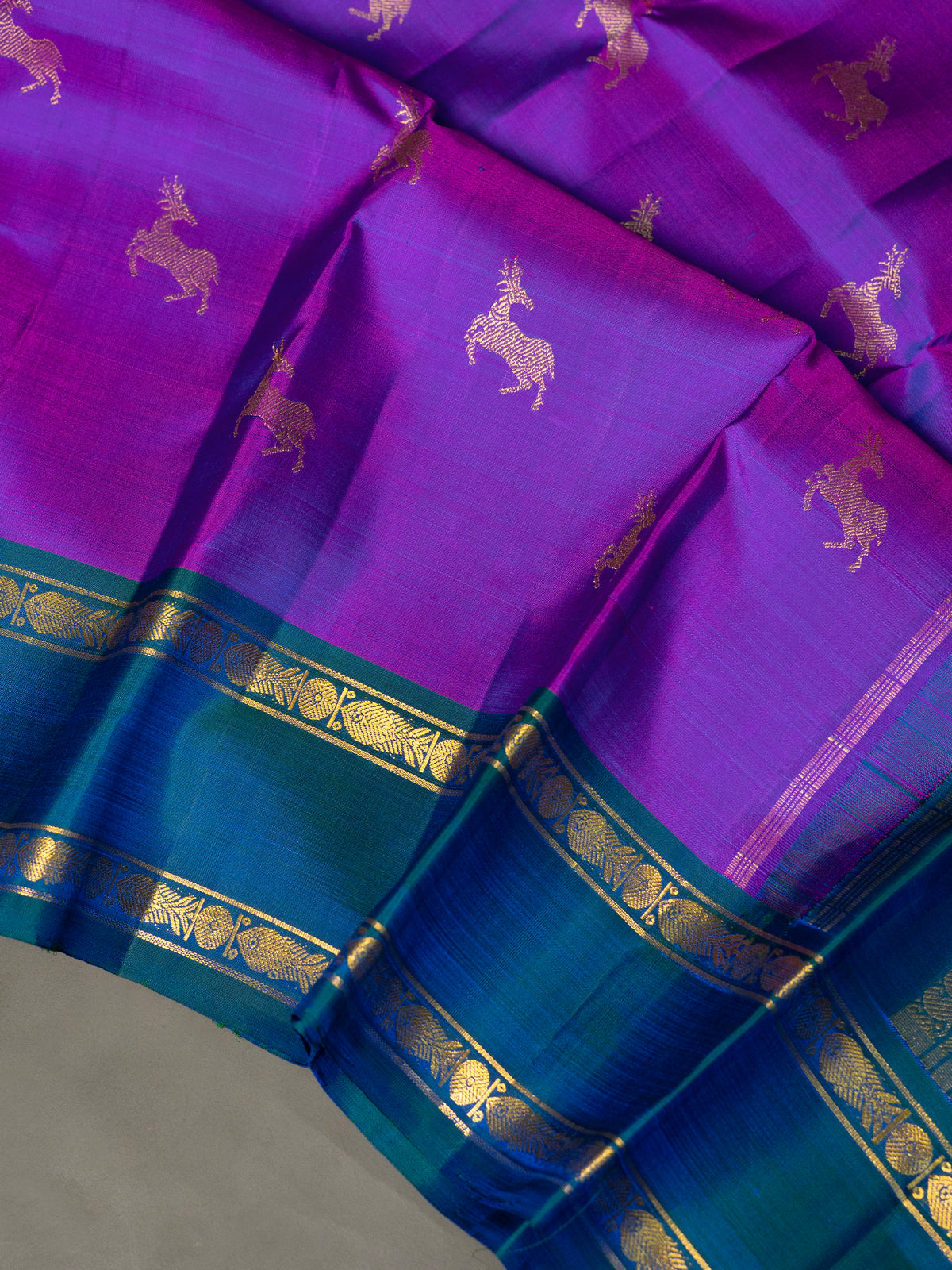 Vadamalli deer Butta with retta pet border Kanjipuram Silk Saree CLSA10754