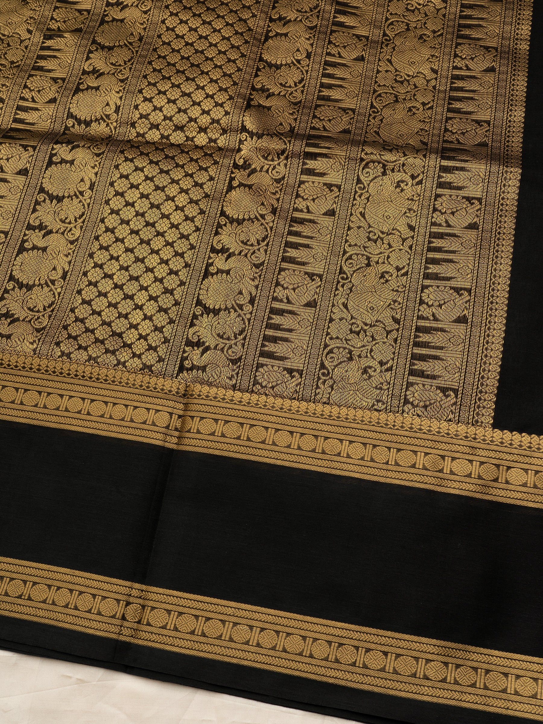 Black rettapet border butta / Silk Cotton Saree CLSA10893