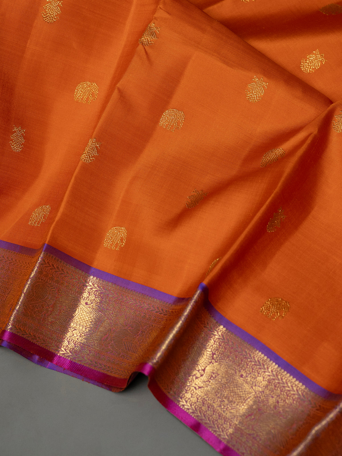Orange with pure Zari /Kanjipuram Silk Saree CLSA11763