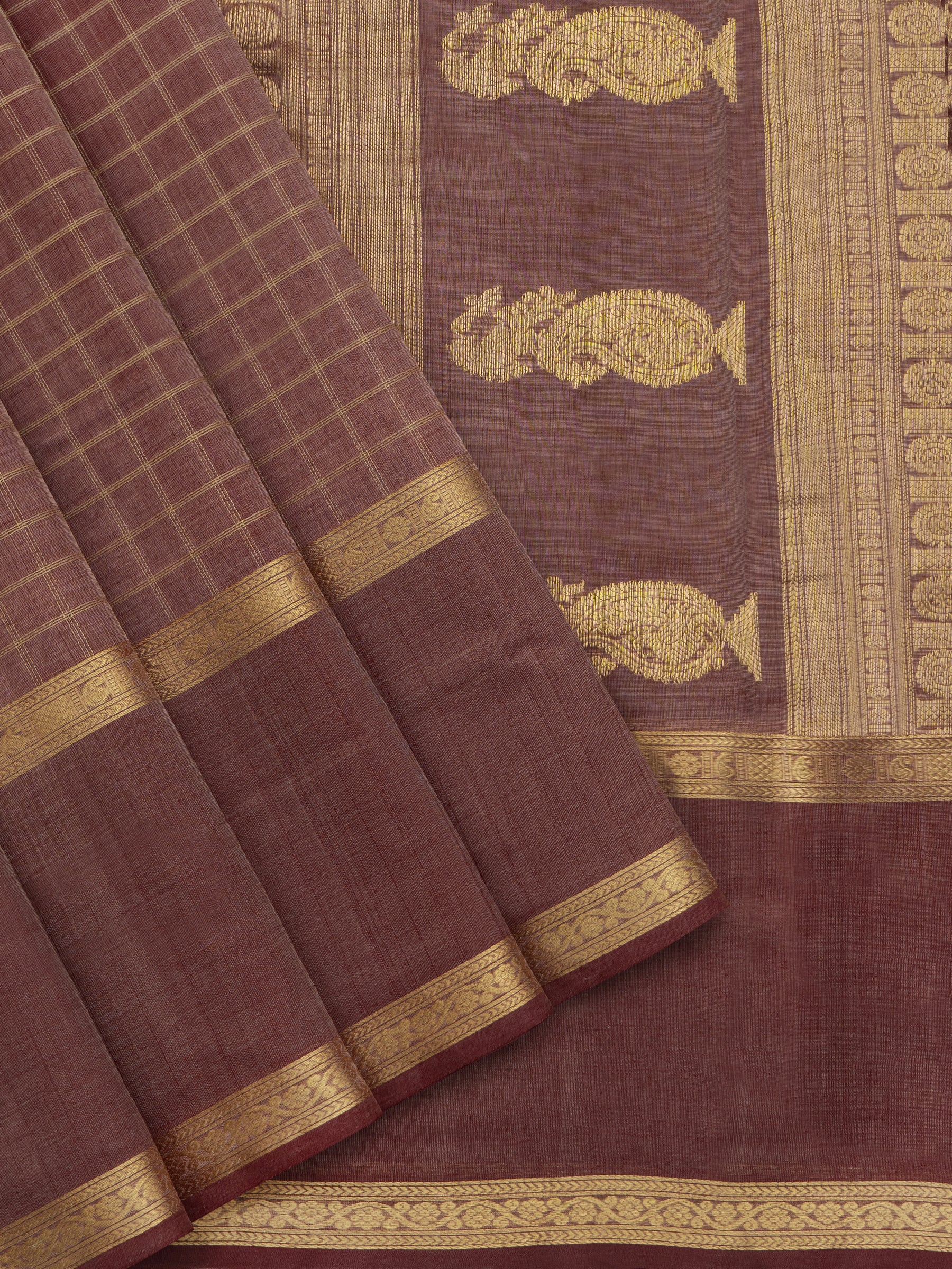Mauve kattam rettapet border/ Silk Cotton Saree CLSA1430
