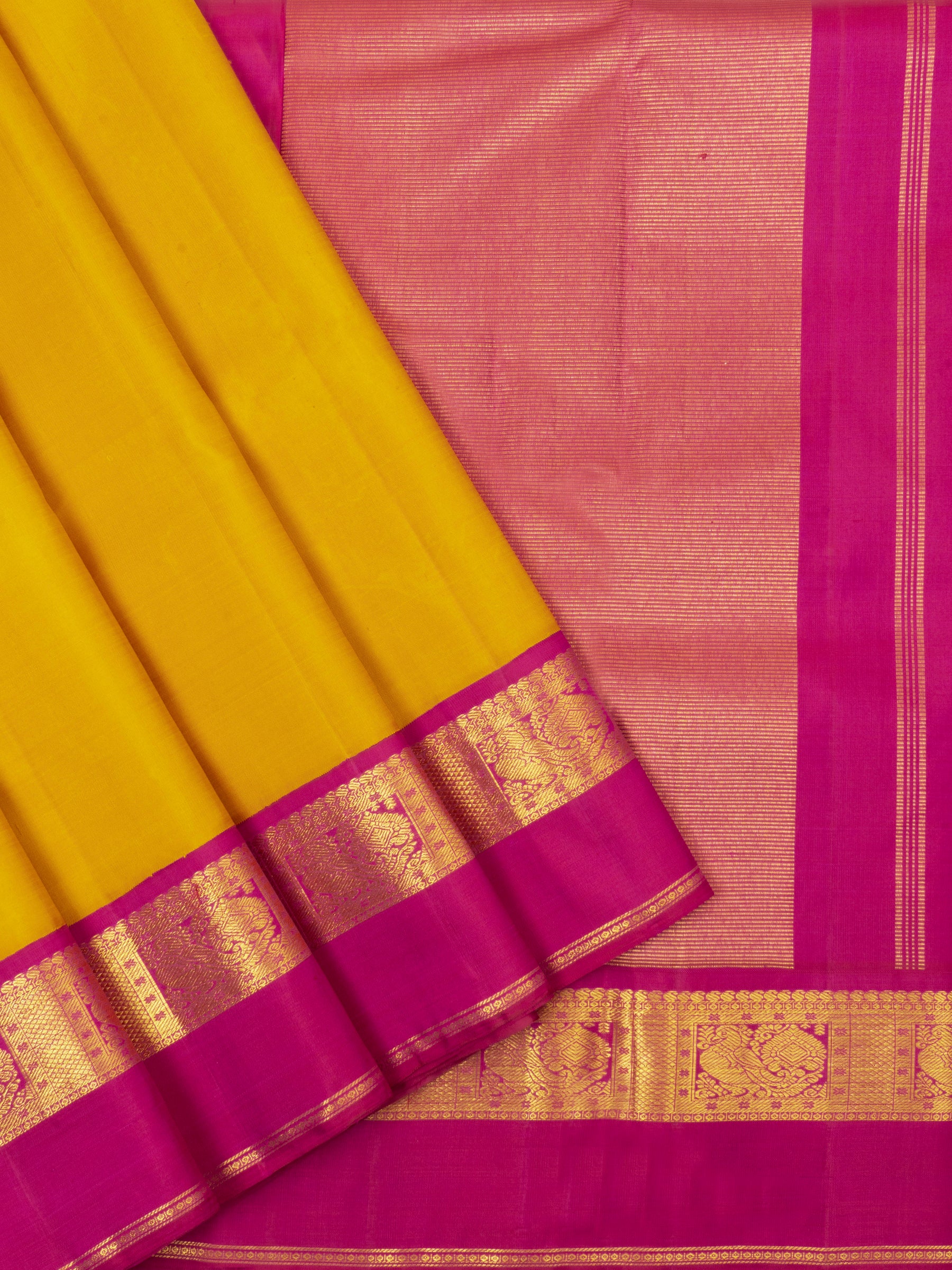 Yellow and pink /Arani Silk Saree