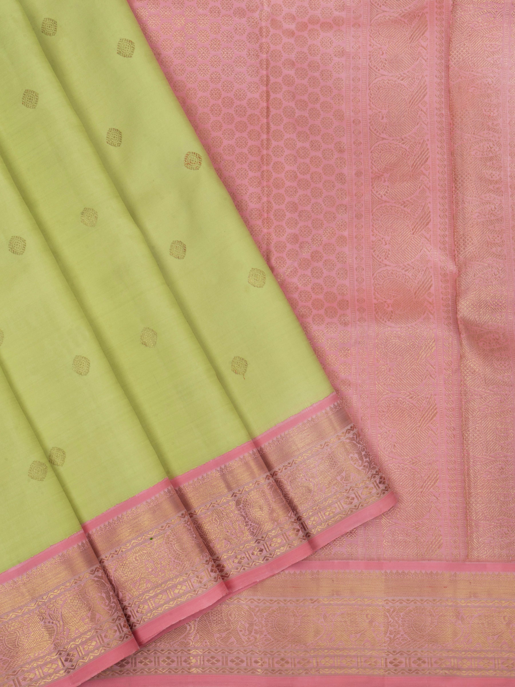 Pista green and pink / Kanjipuram silk Saree CLSA244