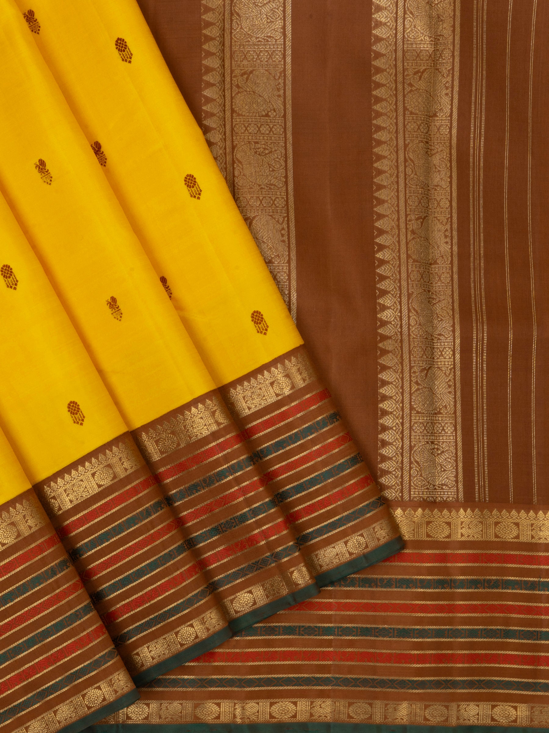 Mustard yellow varisapet border/ Kanjipuram silk Saree CLSA2474