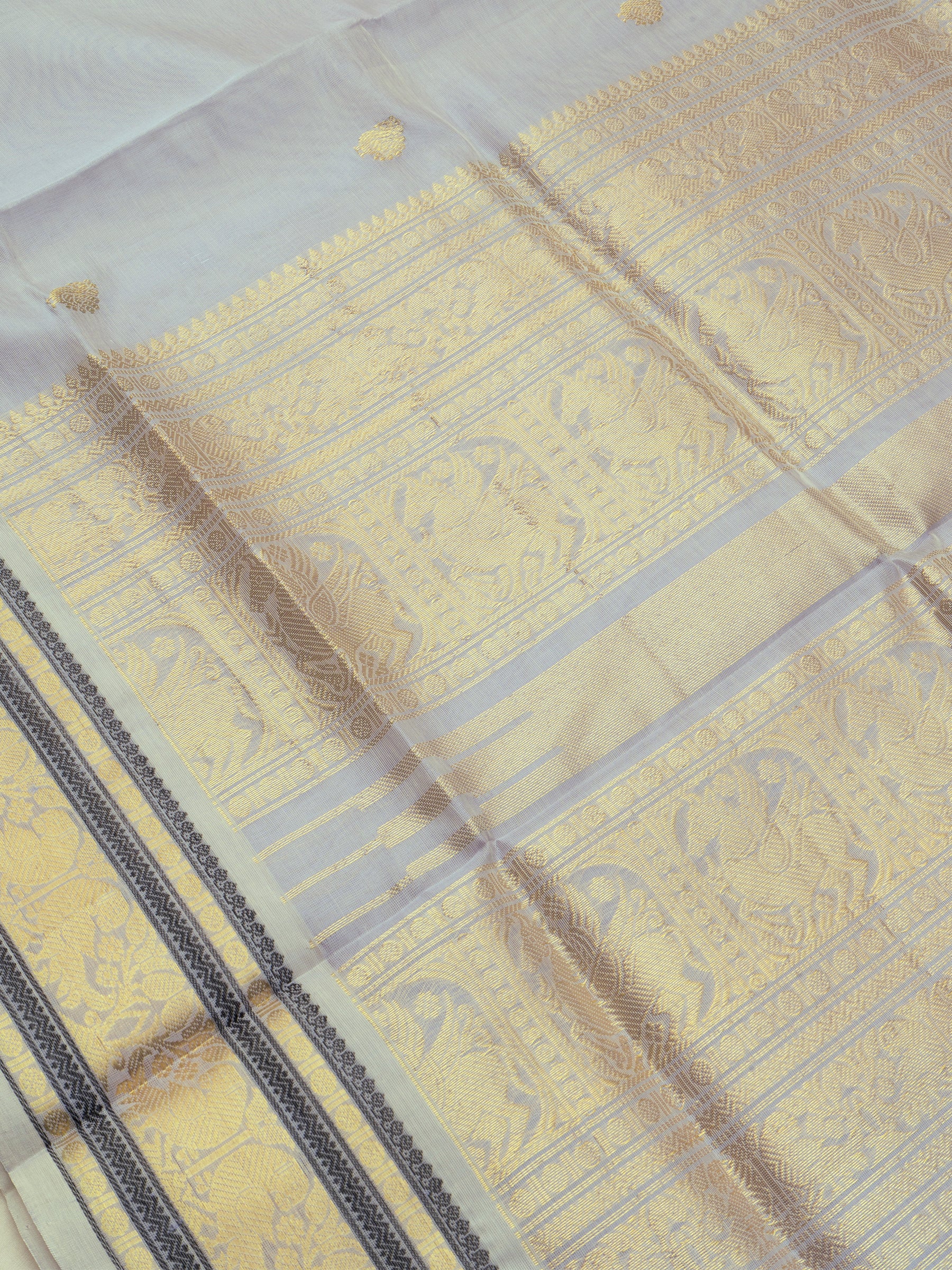Silverish grey getti border / Silk Cotton Saree CLSA2940