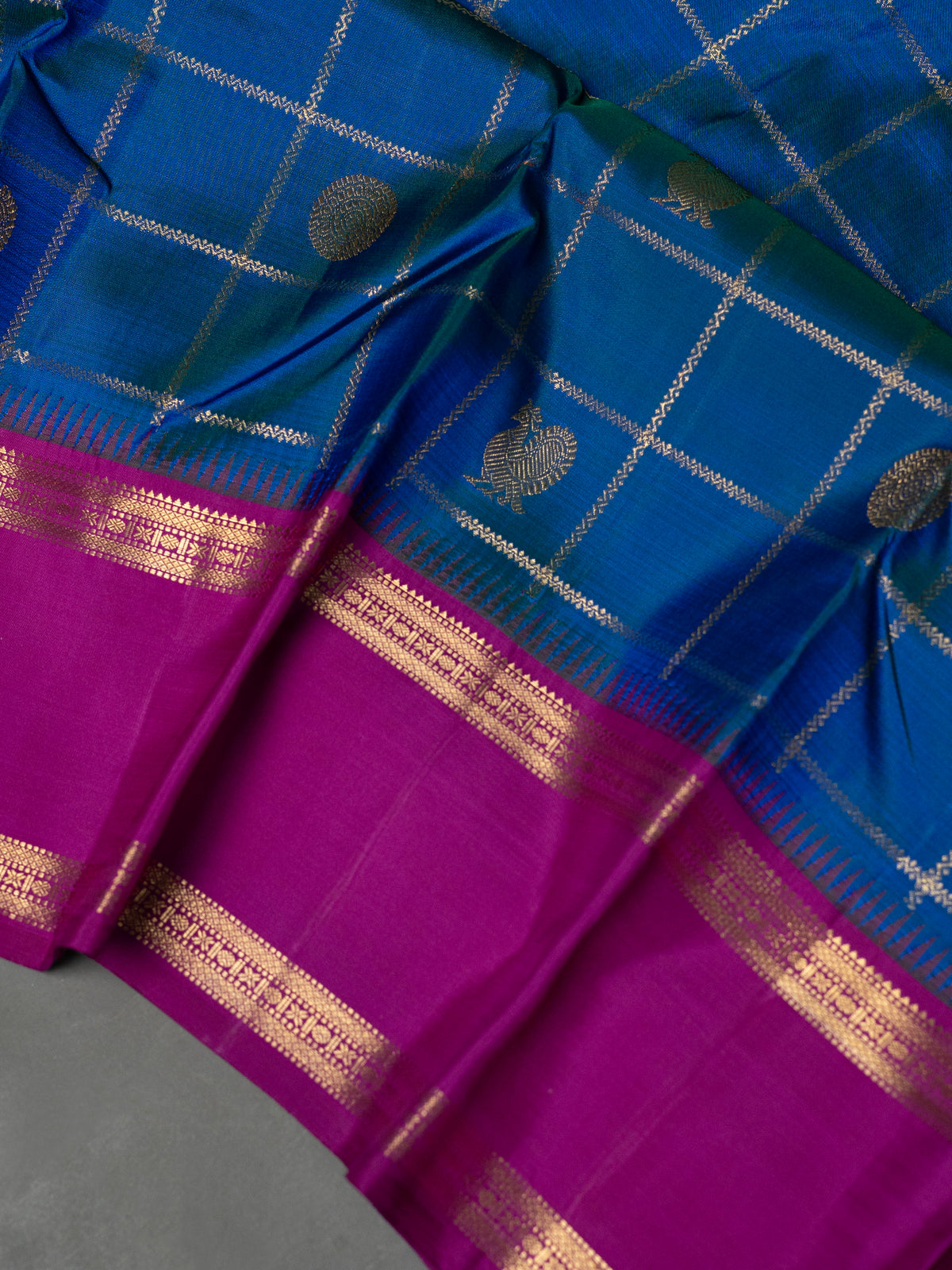 Veldhari Kattam Korvai Pure Kanjipuram Silk Saree CLSA3342