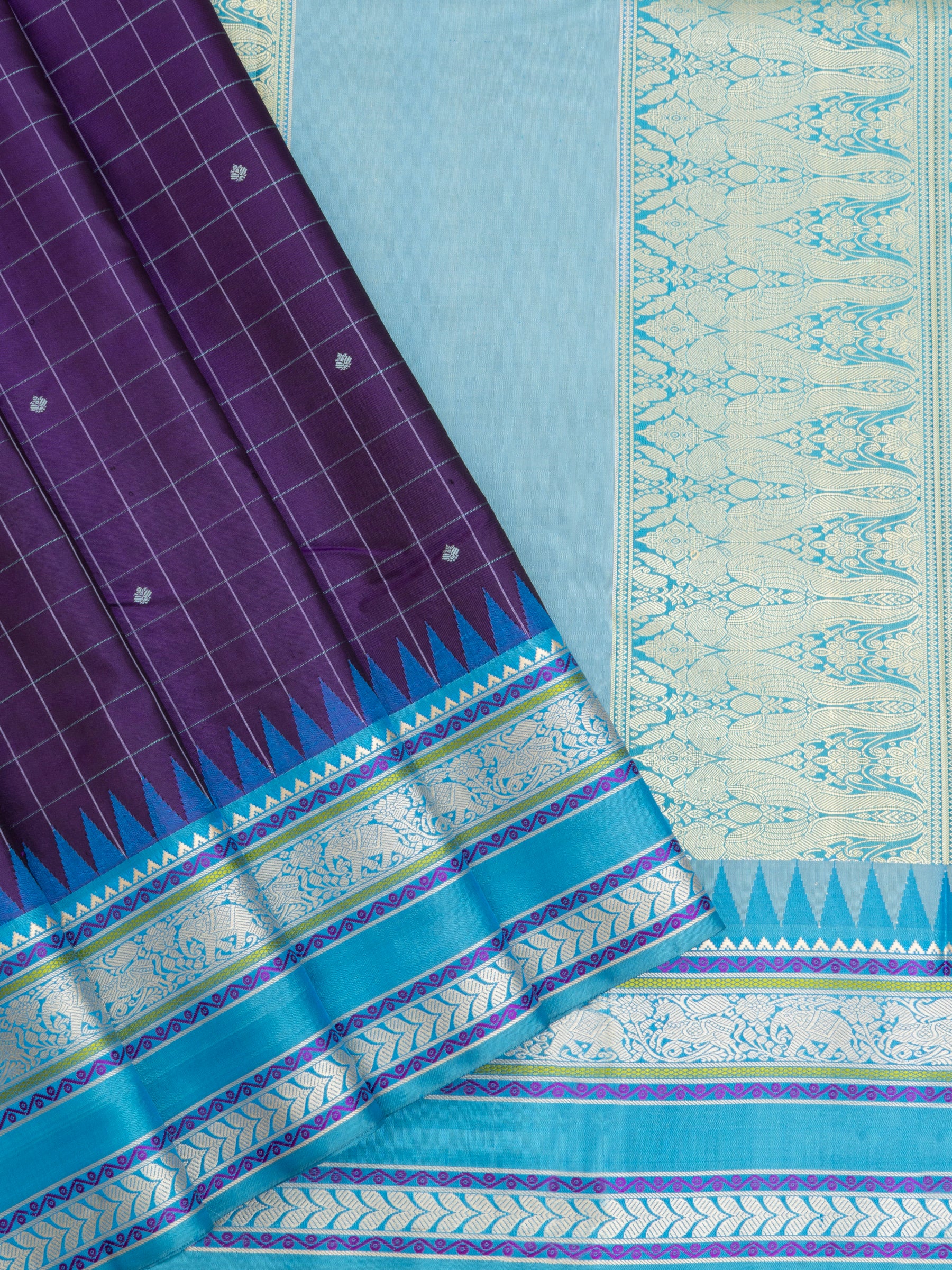 Purple and anandha blue kattam / Special Edition Silk CLSA3859