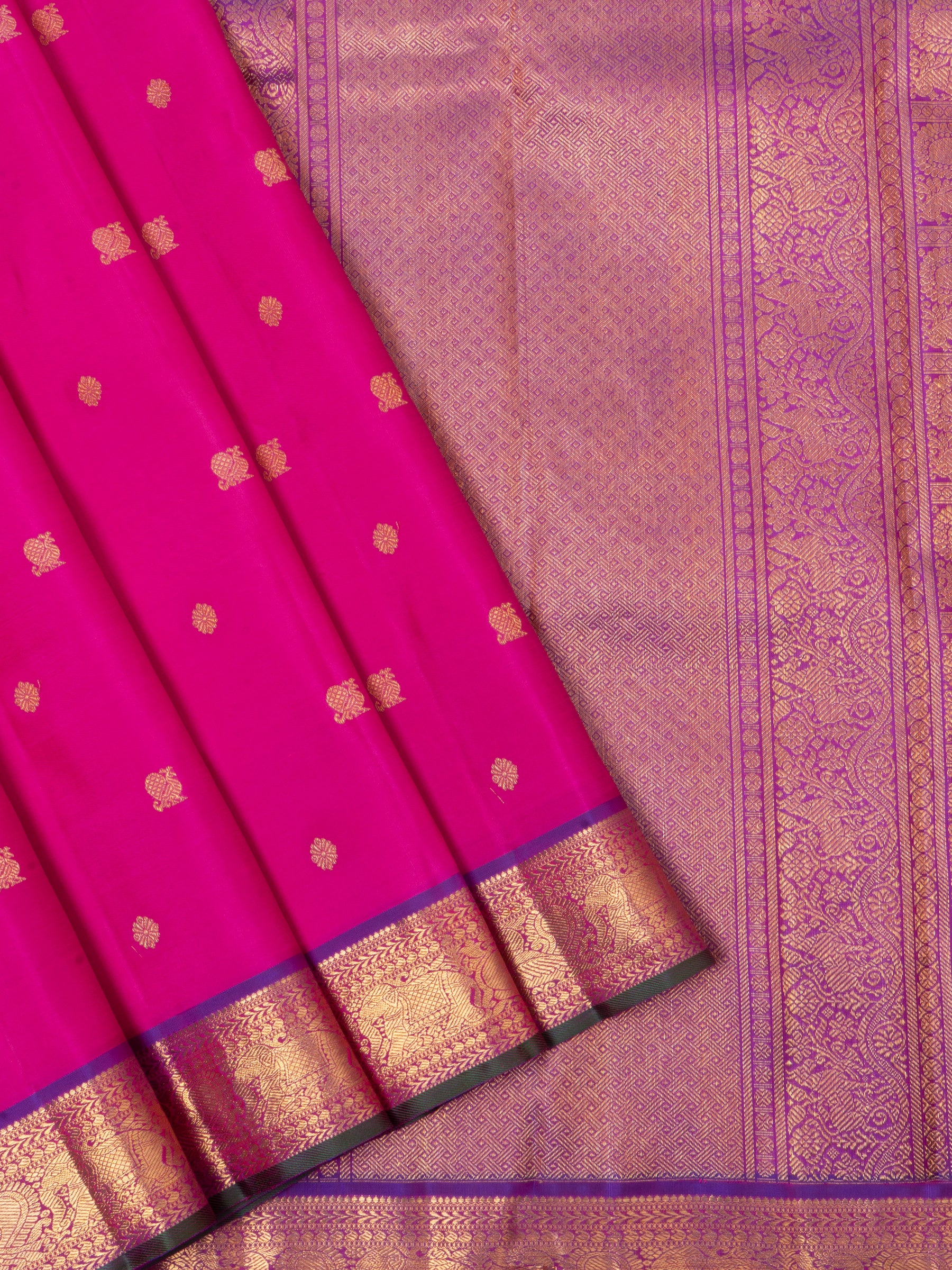 Strawberry pink and purple / Kanjipuram Silk Saree CLSA4195