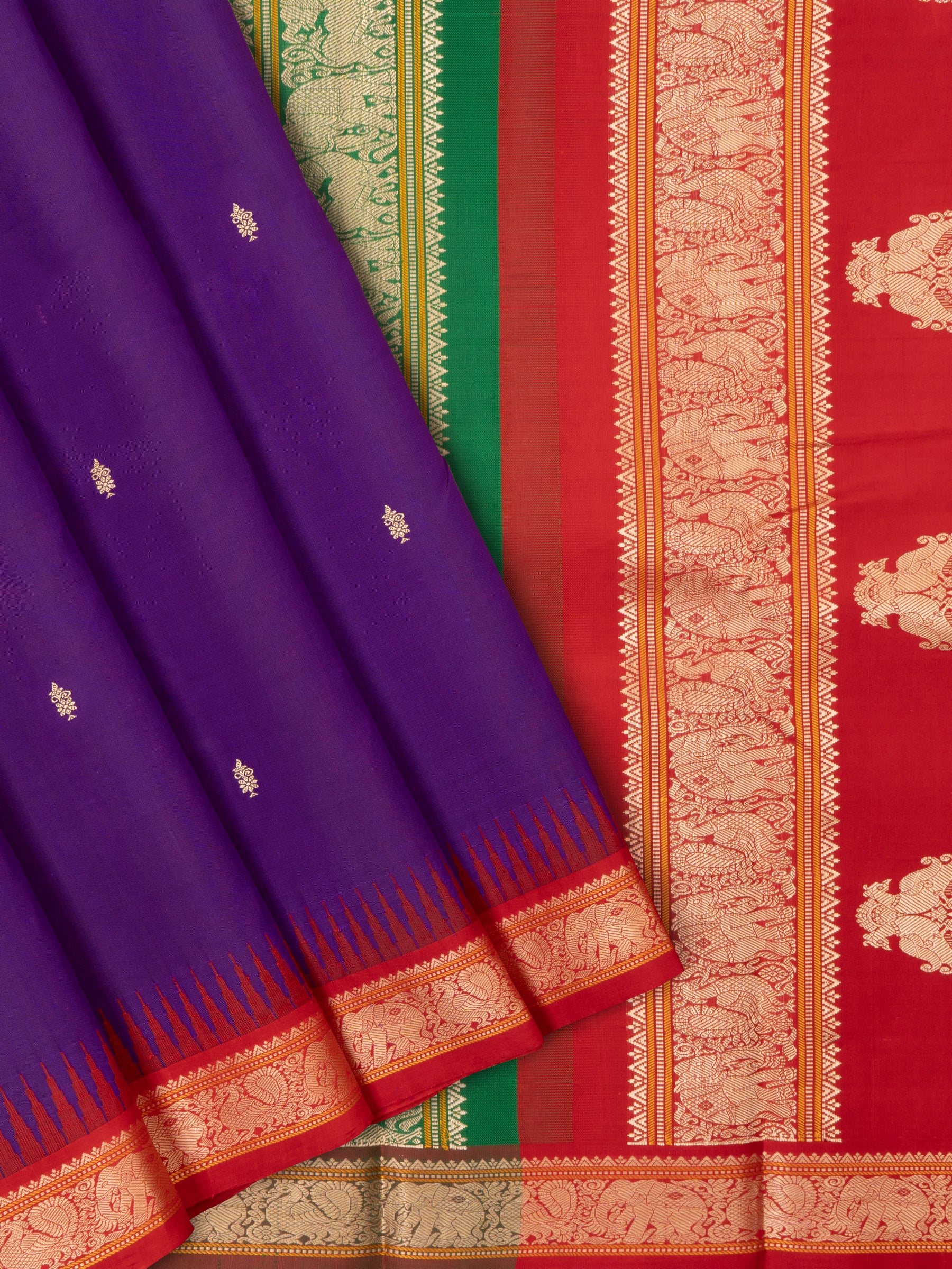 Purple ganga jamuna border and double color pallu / special edition kanjipuram silk CLSA4189