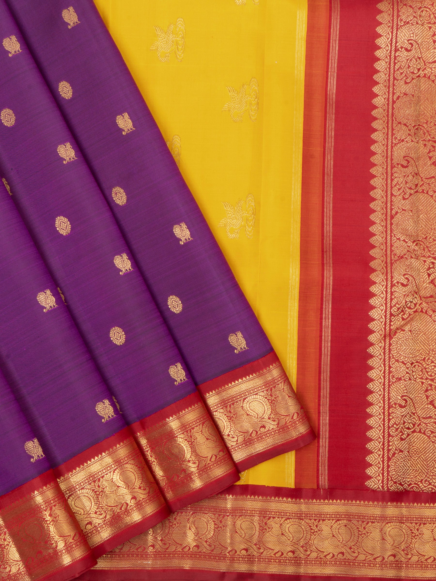 Vadamalli ganga jamuna border and double colored palla kai korvai / Kanjipuram Silk Saree CLSA4868