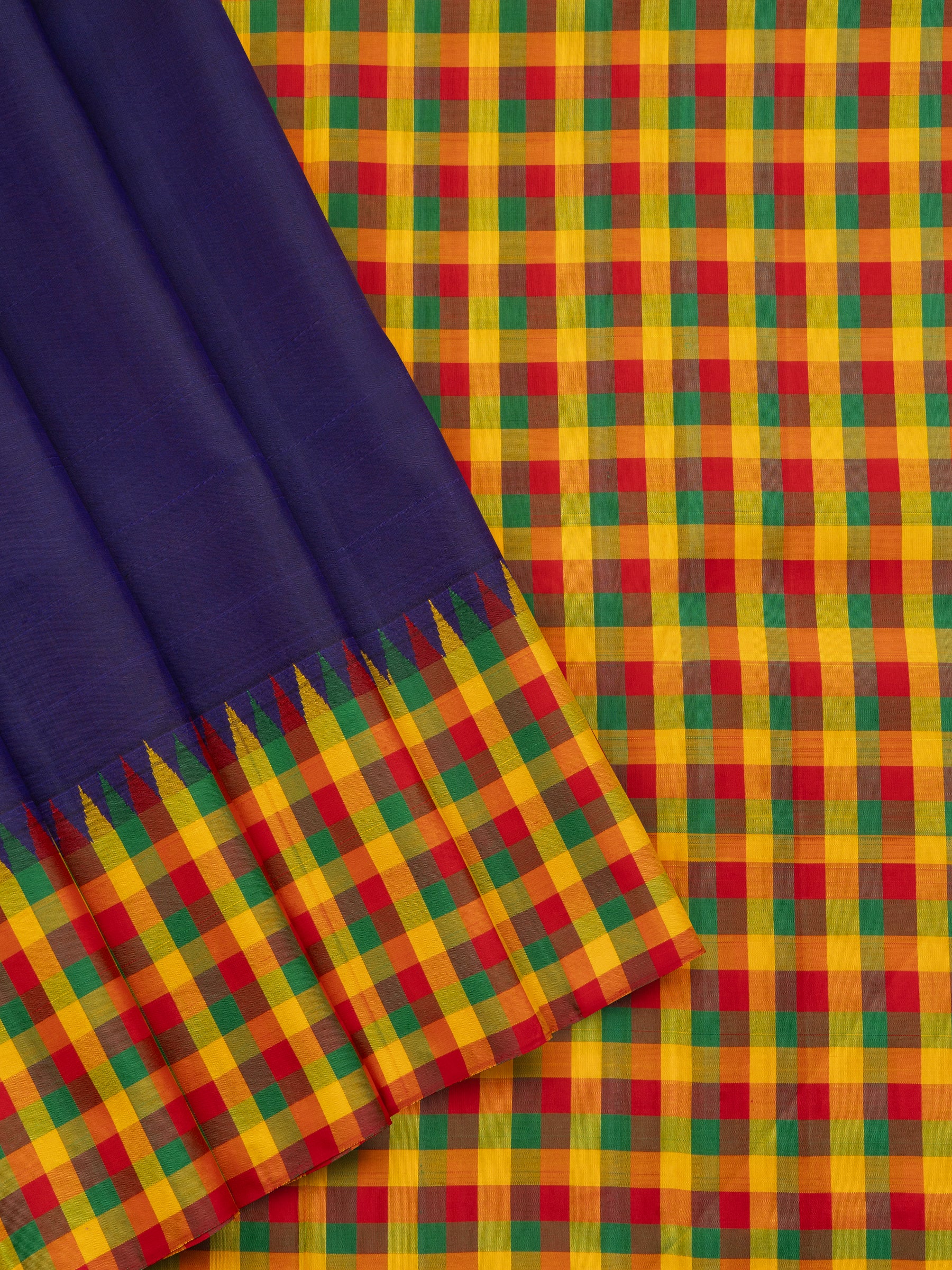 Deep purple paalum pazhamum checks border pallu / Arani Silk Saree CLSA5073