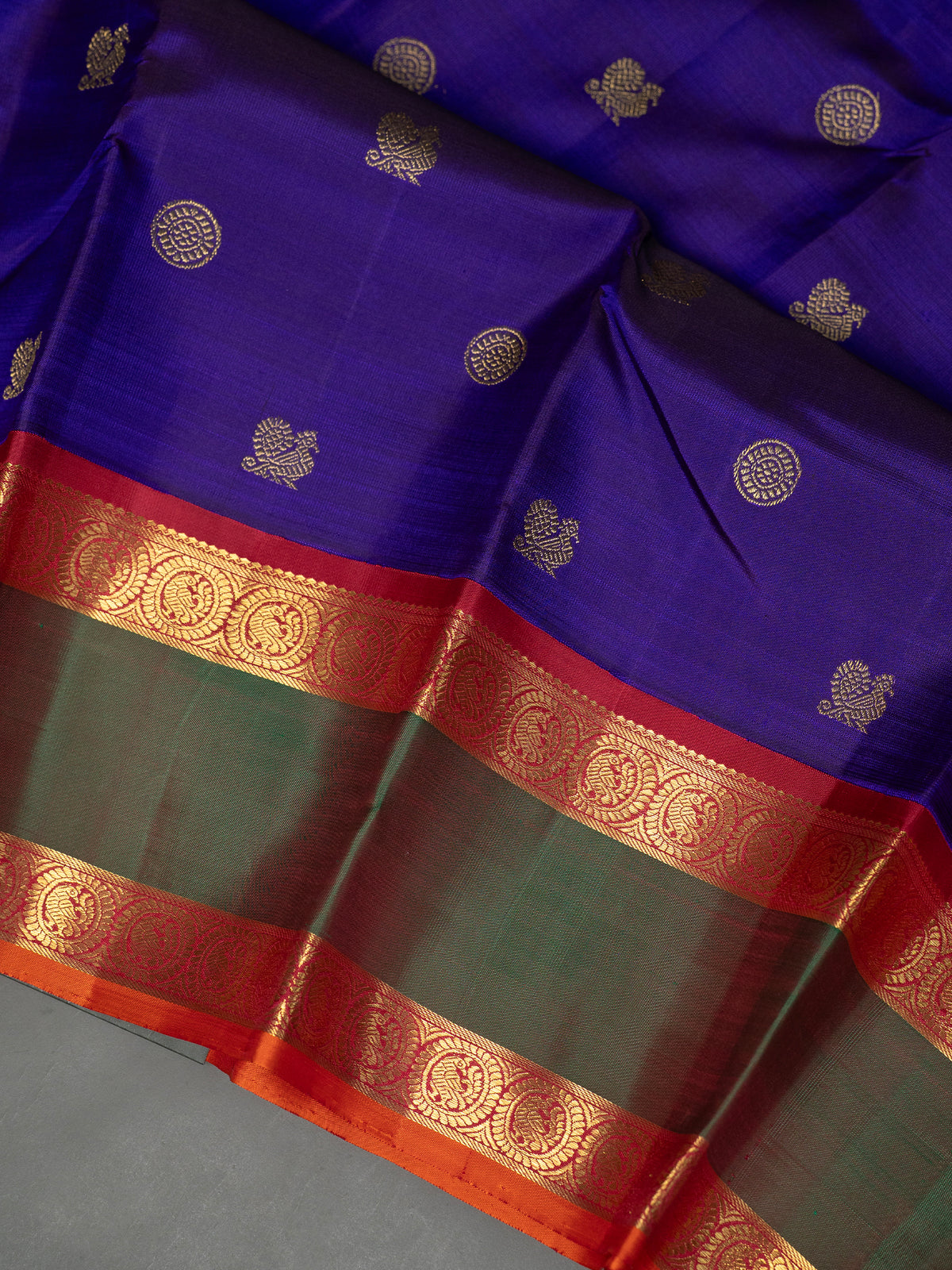 Vintage Purple blue Annam retta pet Pure Kanjipuram Silk Saree CLSA