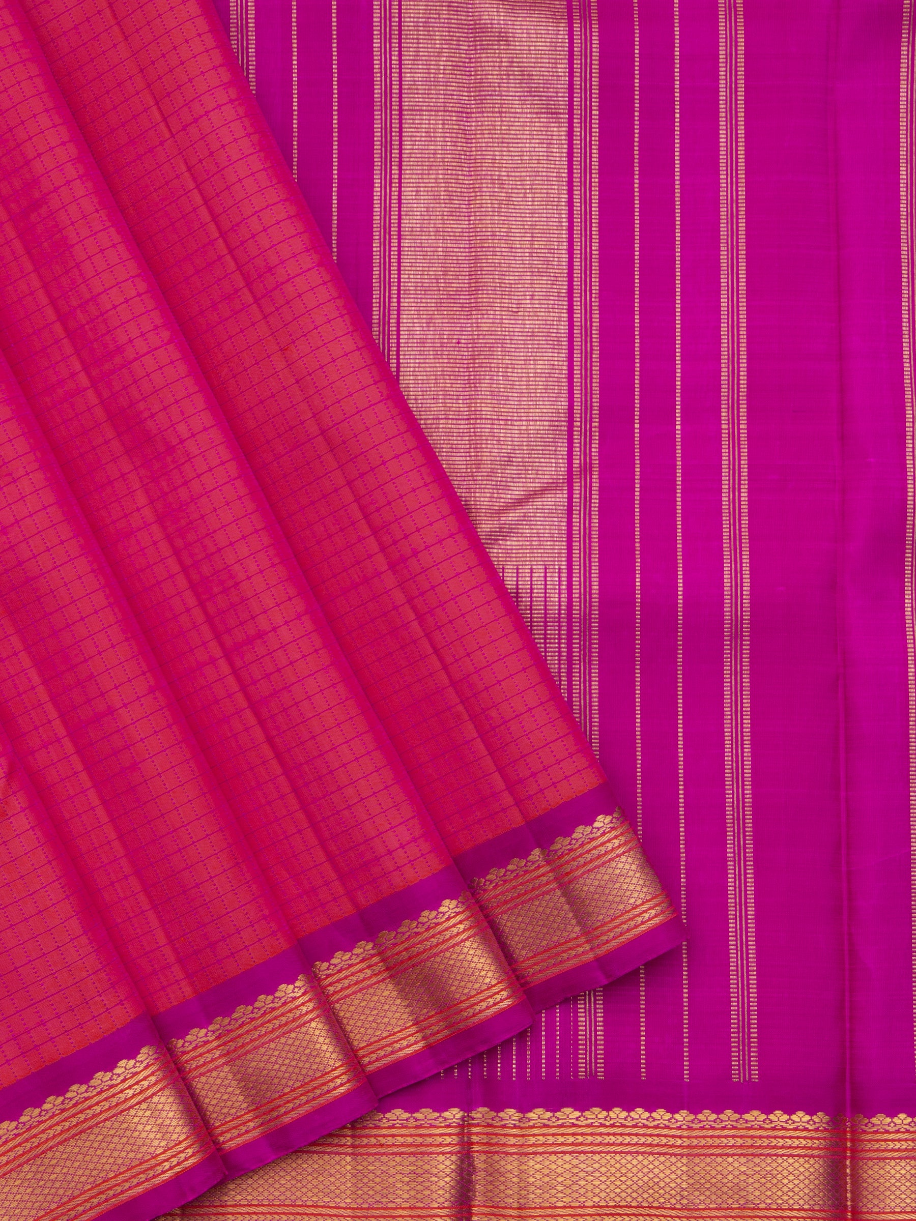 Pinkish orange kattam / Kanjipuram Silk Saree CLSA5751