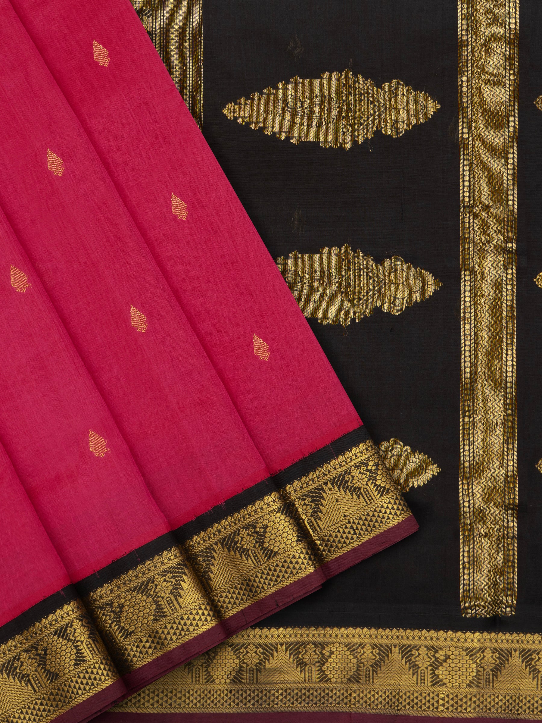 Pink and black / Silk Cotton Saree CLSA5926