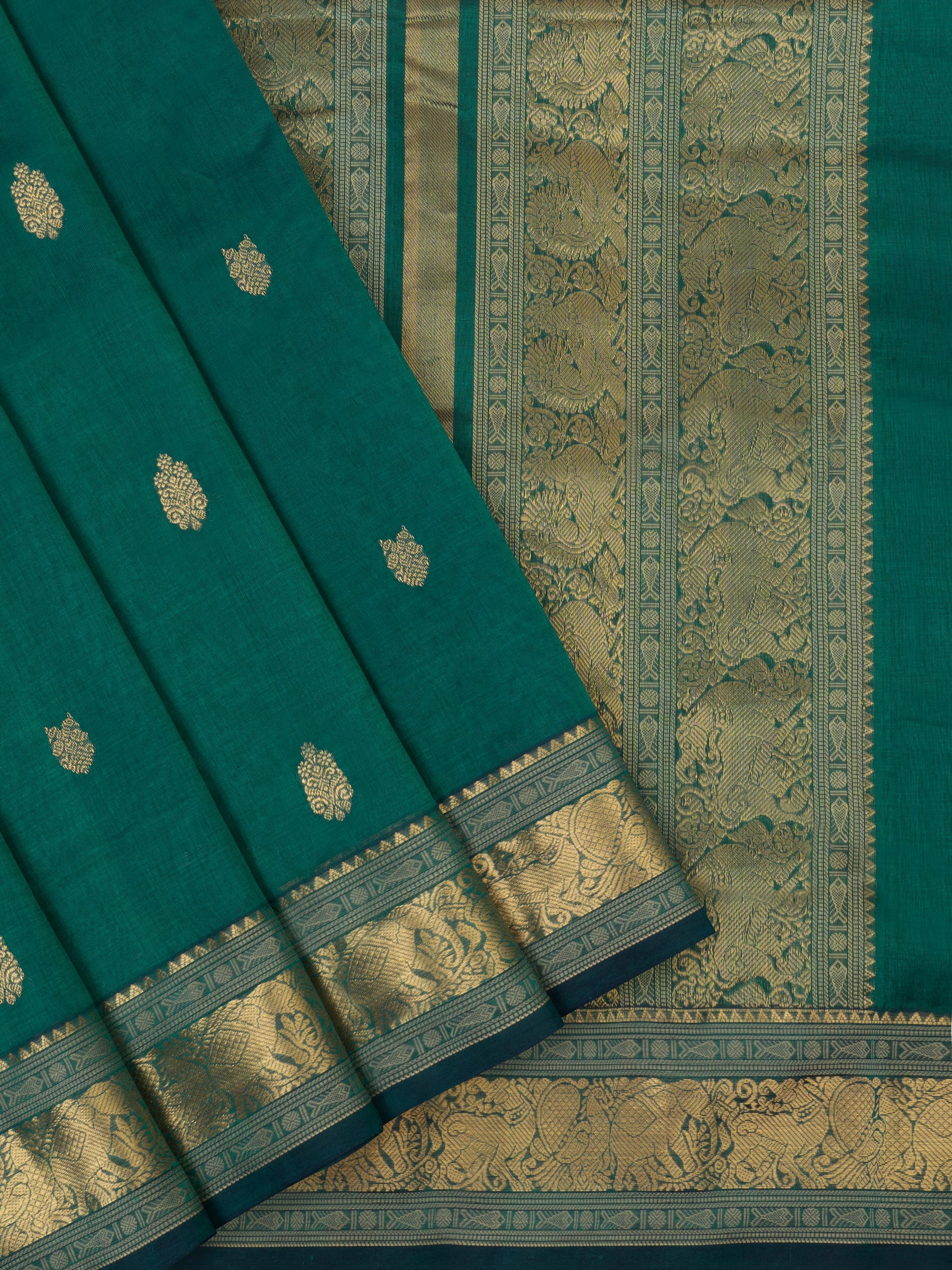 Teal green / Silk Cotton Saree CLSA6587