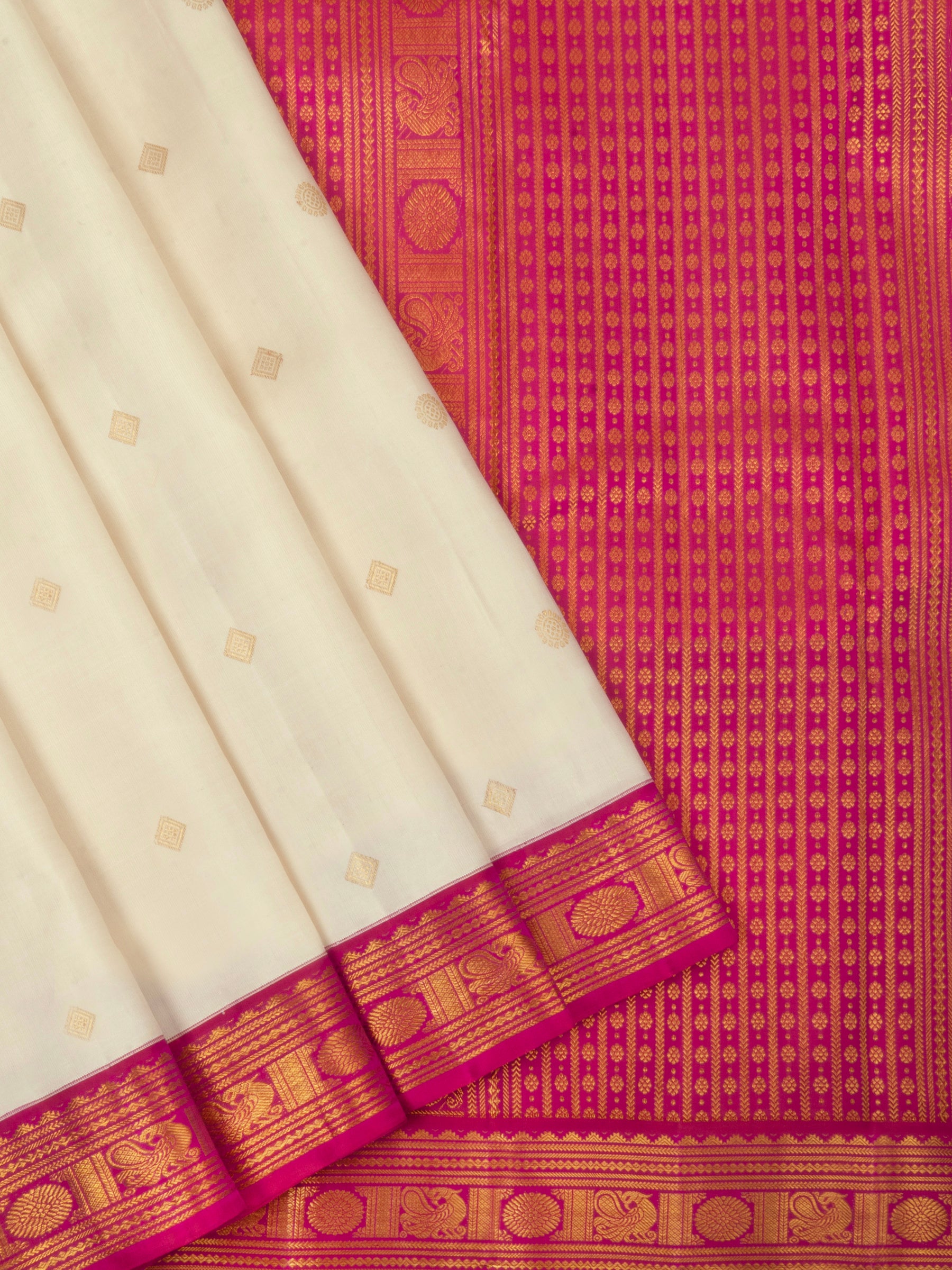 Off white with pink / Arani Silk Saree CLSA6690