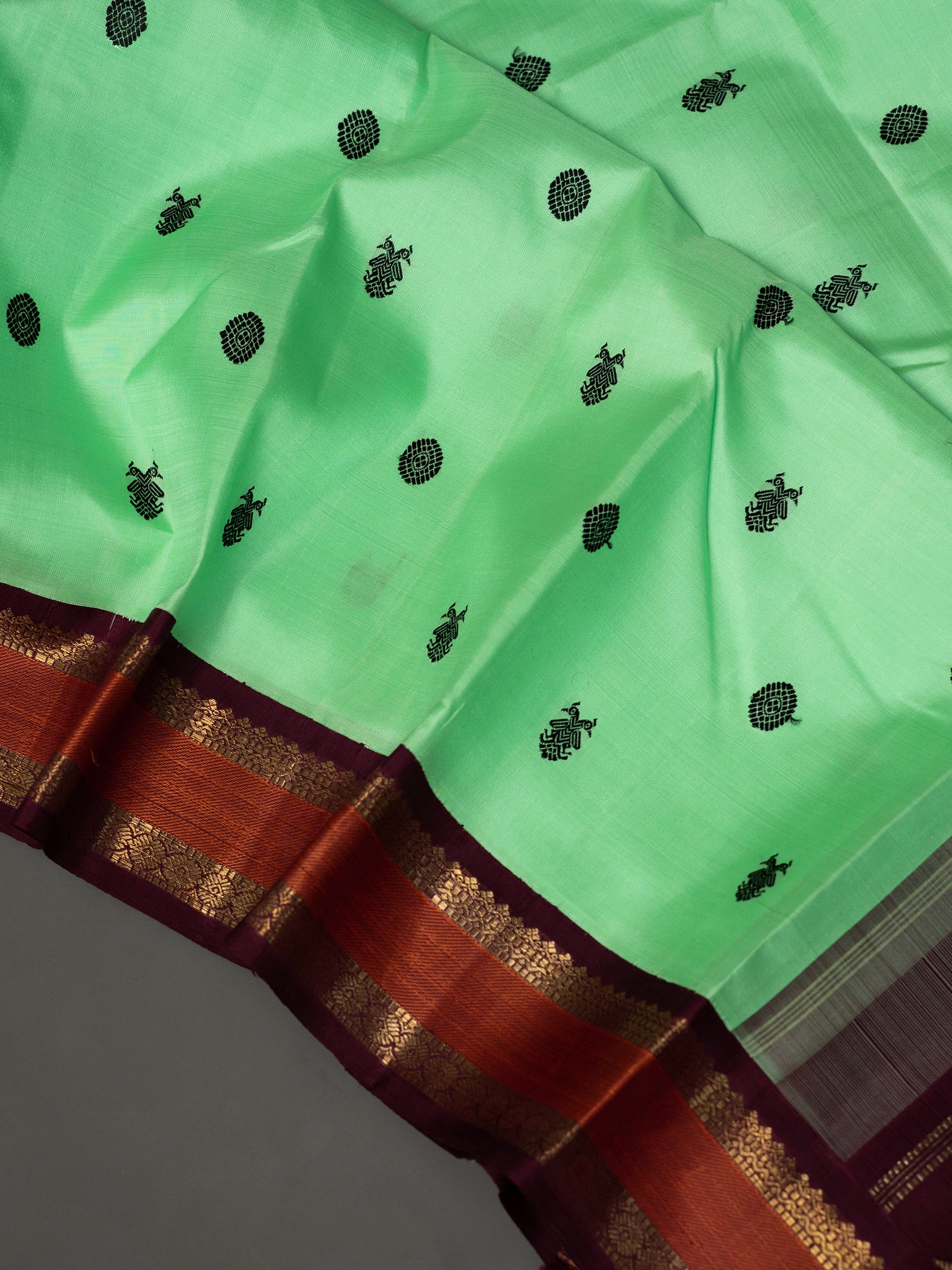 Bright neon green Korvai Kanjipuram Silk Saree CLSA6845