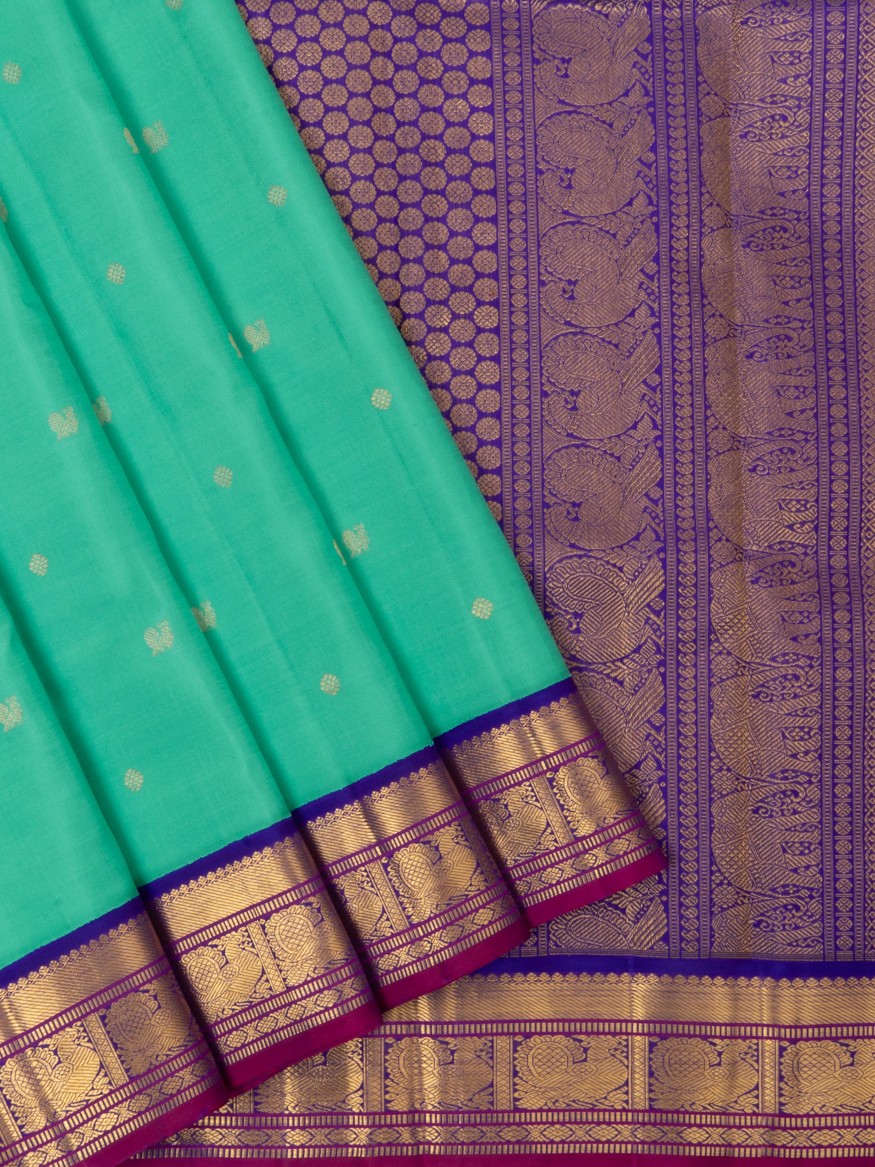 Sea blue Korvai / Kanjipuram silk Saree CLSA7016