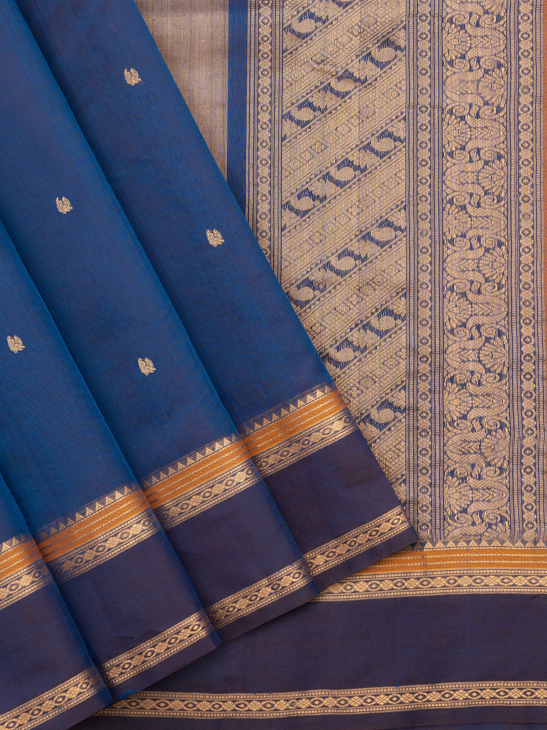 Blue corner butta/ Silk Cotton Saree CLSA7253