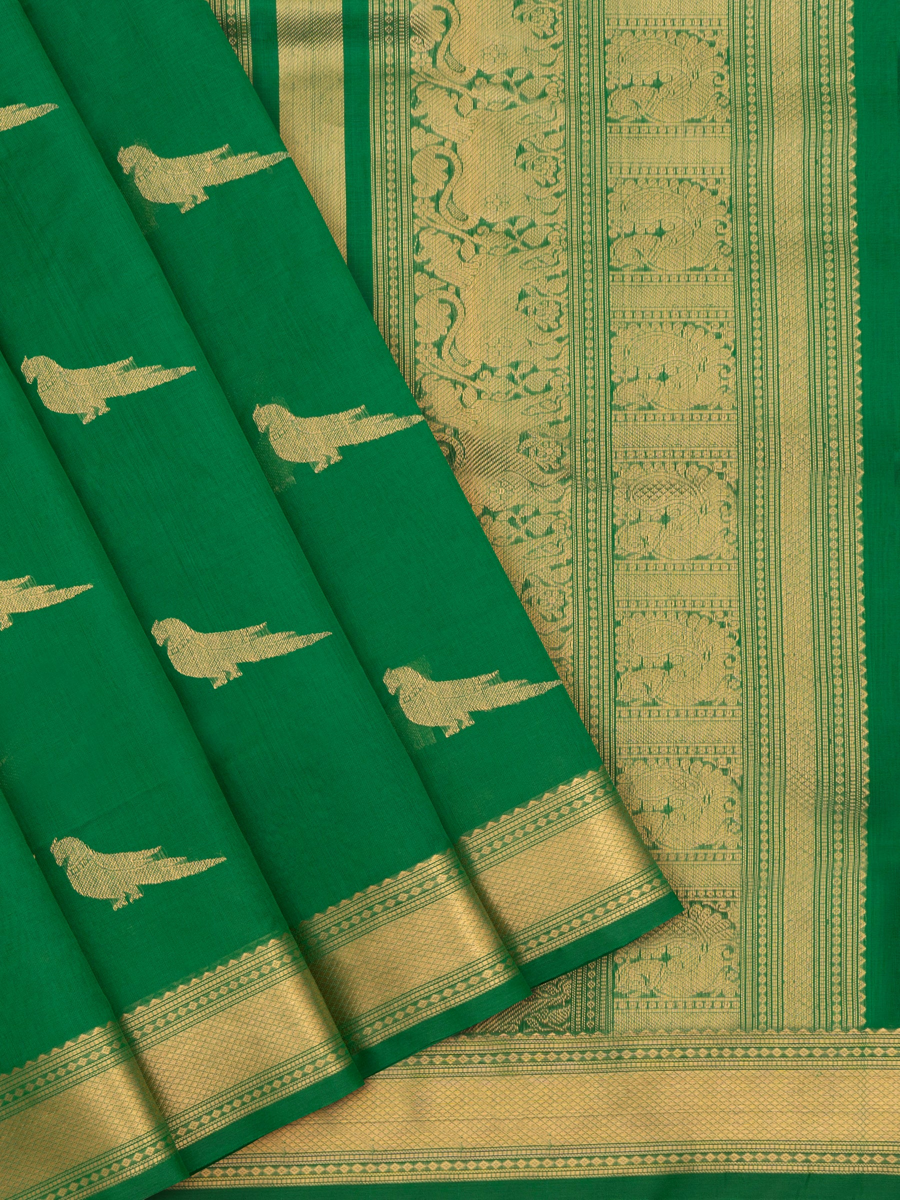 Green killi butta / Silk Cotton Saree CLSA7264