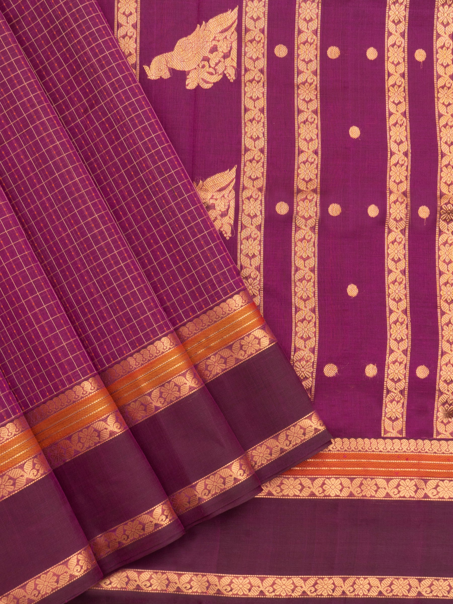 Magenta kattam kili pallu/ Silk Cotton Saree CLSA7279